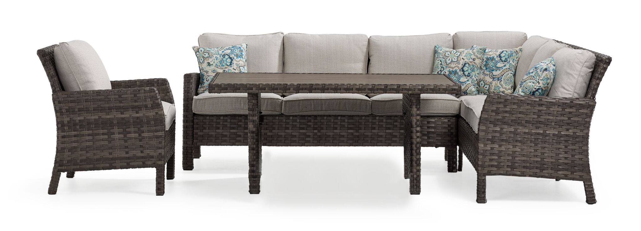 Acadia 4-Piece Outdoor Banquette Set in Grey & Beige - Perfect for Patio, Garden, and Poolside Relaxation