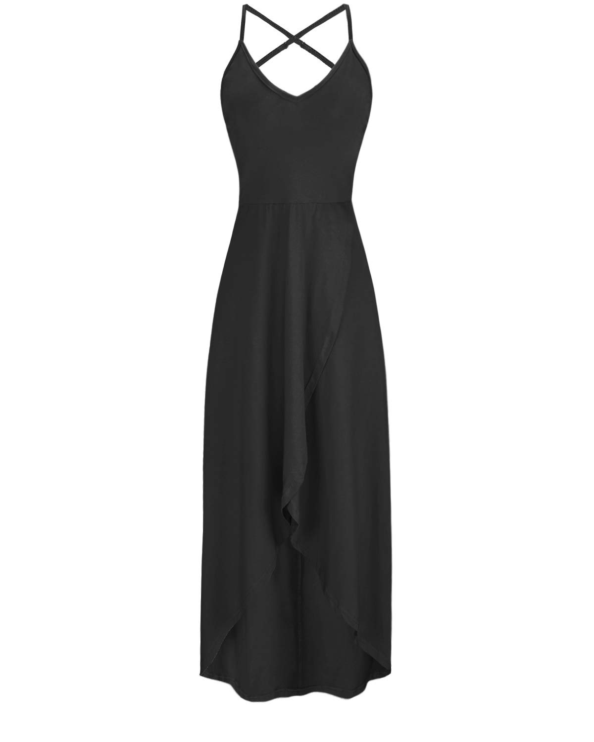KILIG Women's V Neck Sleeveless Floral Maxi Dress - Asymmetrical Patchwork Summer Sundress for Beach, Vacation & Casual Wear