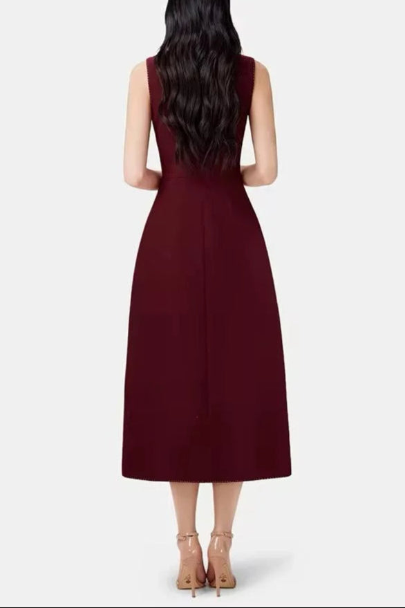 Elegant Red Asymmetric Collar Blazer Midi Dress for Women - Perfect for Office Wear, Cocktail Parties & Special Occasions