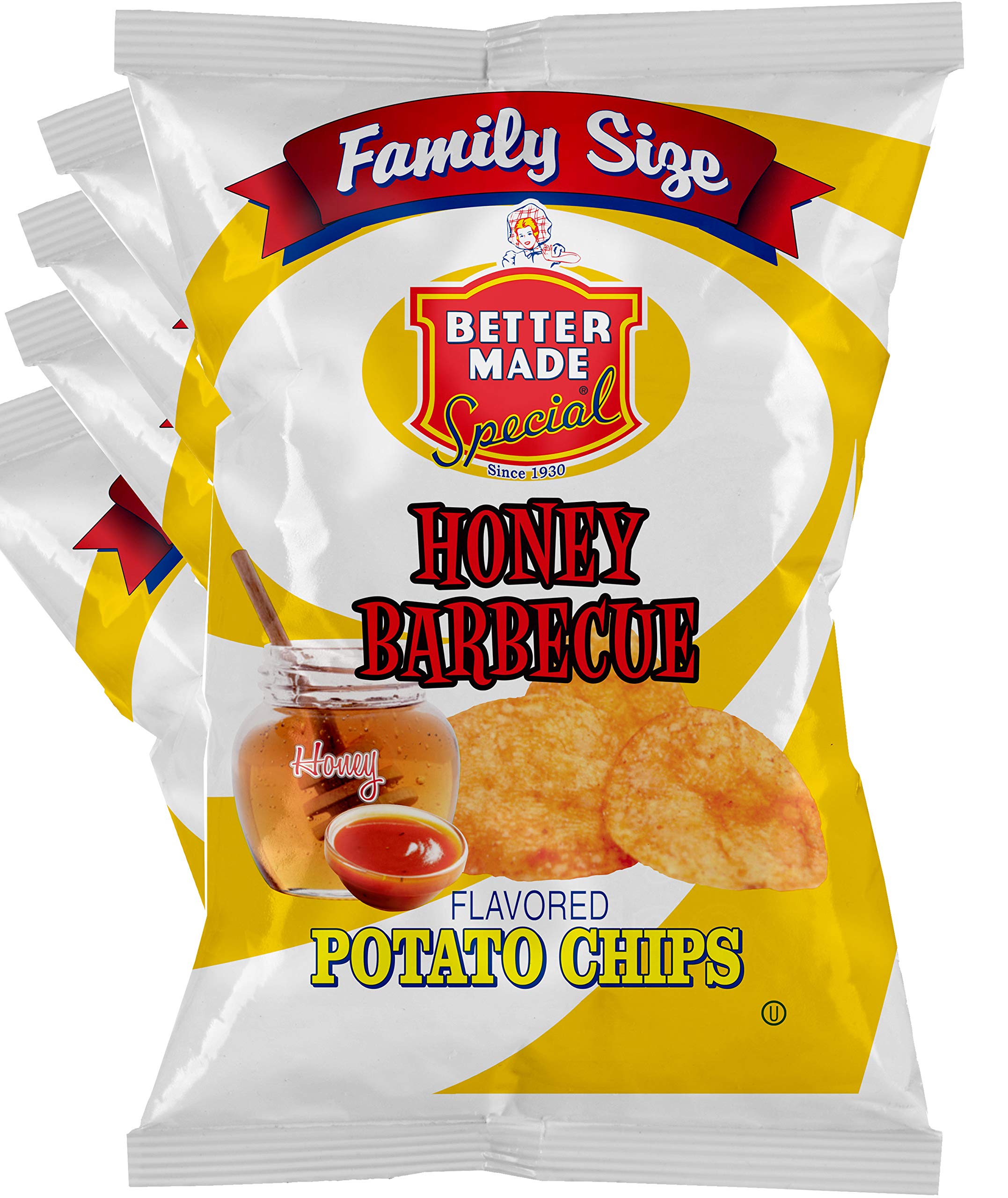 Better Made Special Family Size Potato Chips - 8 Pack (8 x 8.5 oz Bags) - Honey BBQ Flavor - Crispy, Crunchy, Gluten-Free Snacks Made from Fresh Potatoes - Perfect for Parties, Lunches & Family Gatherings