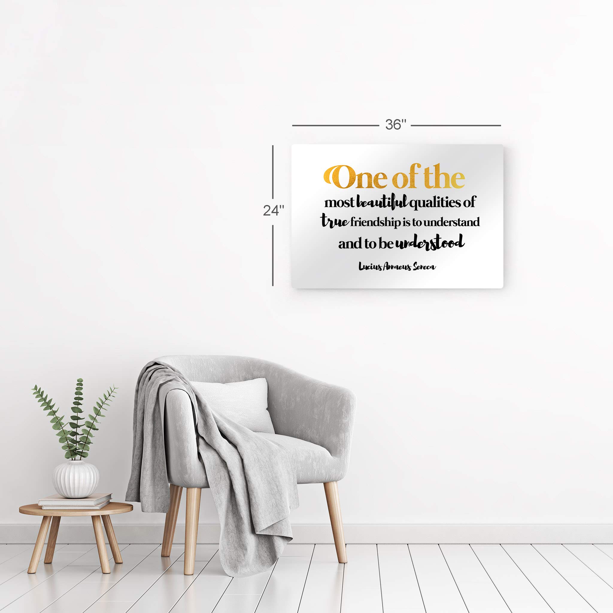 Smile Art Design - Lucius Annaeus Seneca Friendship Quote Metal Print | Motivational Wall Art | Inspirational Home Decor | 24x36 Inches Ready to Hang | Perfect for Living Room, Office & Gift Giving