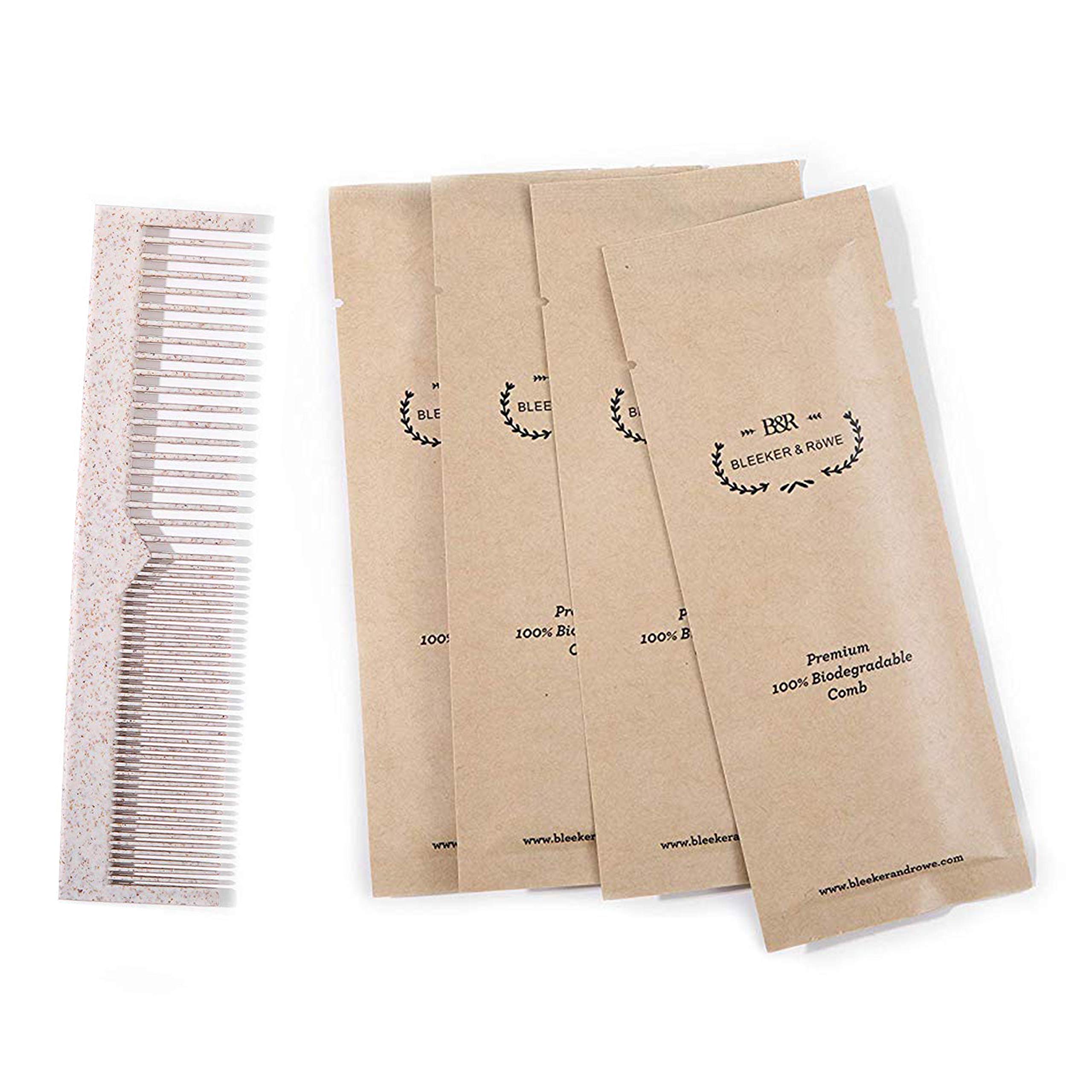 Bleeker and Rowe 100% Biodegradable Pocket Combs - Eco Friendly Bulk Pack of 100 - Individually Wrapped for Hygiene - Perfect for Macrame, Travel, Salons & Sustainable Gifting