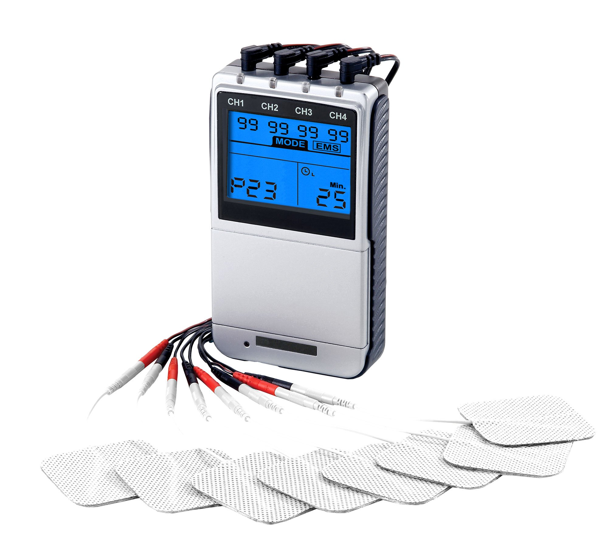 906A Premier 4 Channel Rechargeable TENS EMS Combo Unit - Muscle Stimulator for Pain Relief & Recovery, Muscle Strengthening & Therapy - Perfect for Home Use, Athletes & Physical Therapy