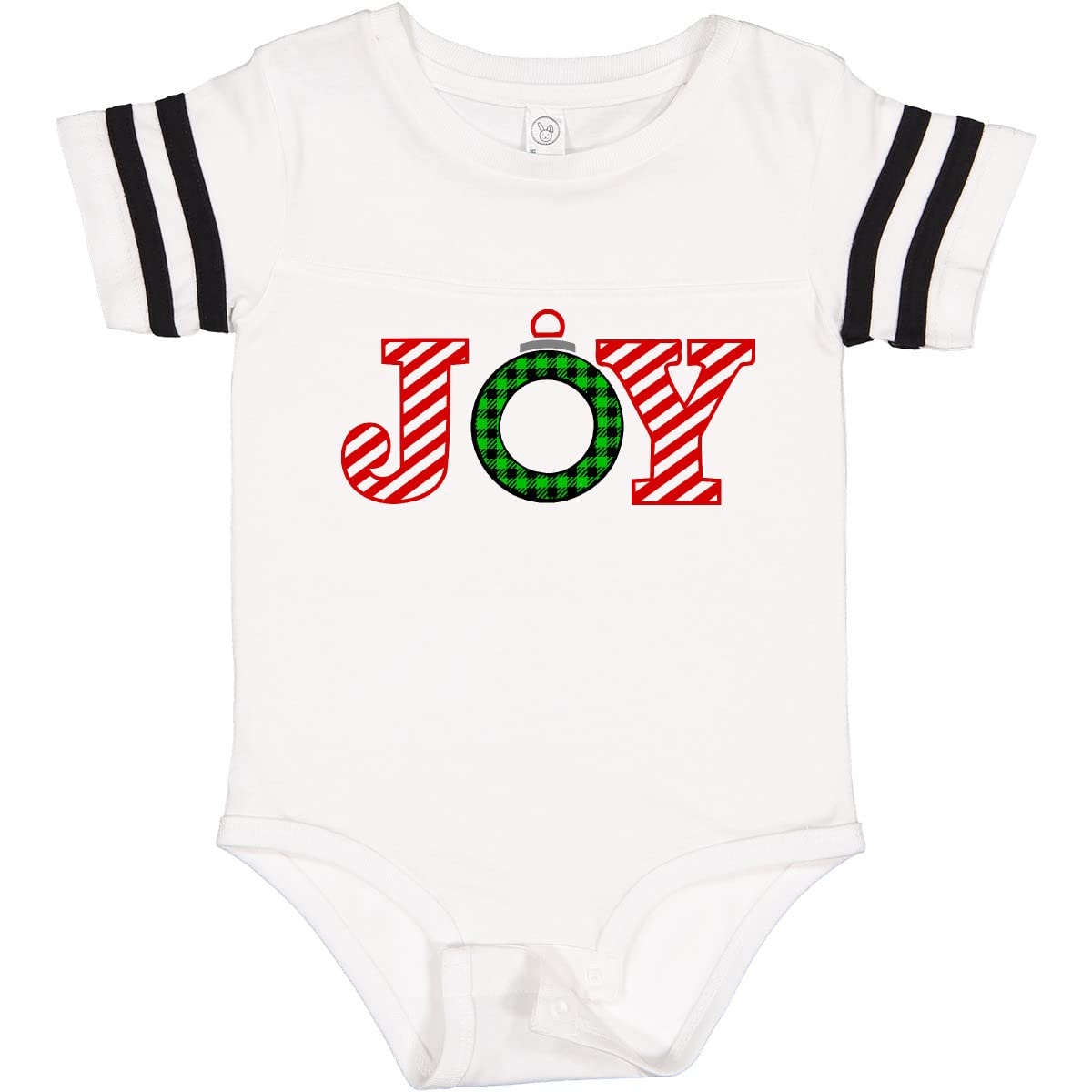 Inktastic Joy Christmas Ornament with Candy Cane Stripes Baby Bodysuit - Festive Holiday Outfit for Infants & Toddlers - Perfect for Christmas Photos, Family Gatherings & Holiday Parties