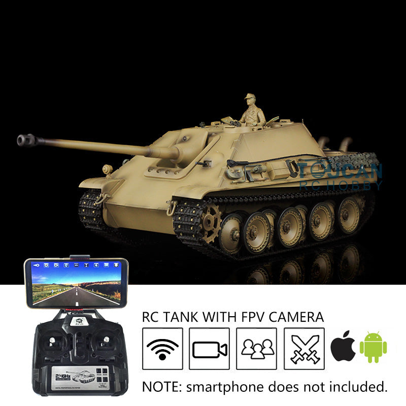 Henglong 1/16 Scale 7.0 RTR RC Tank - German Jagdpanther Model 3869 with FPV, Metal Tracks, Sound Effects & BB Shooting | Realistic Battle Simulation for Adults & Collectors | Perfect for Military Enthusiasts, Wargaming & Display