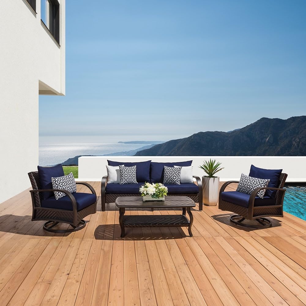 RST Brands Barcelo 4-Piece Outdoor Motion Seating Set with Cushions - Charcoal Gray Patio Furniture for Backyard, Deck, or Poolside Relaxation