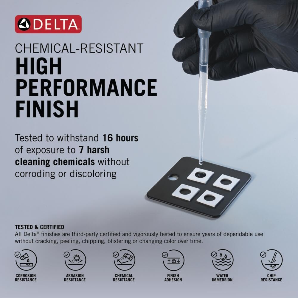 Delta Woodhurst Widespread Bathroom Faucet - 3 Hole Matte Black Bathroom Sink Faucet with 2 Handles & Push-Pop Drain - Modern Bathroom Faucet for Vanity Sinks (Model 3532LF-BLMPU) - Perfect for Master Bathrooms, Guest Baths & Powder Rooms
