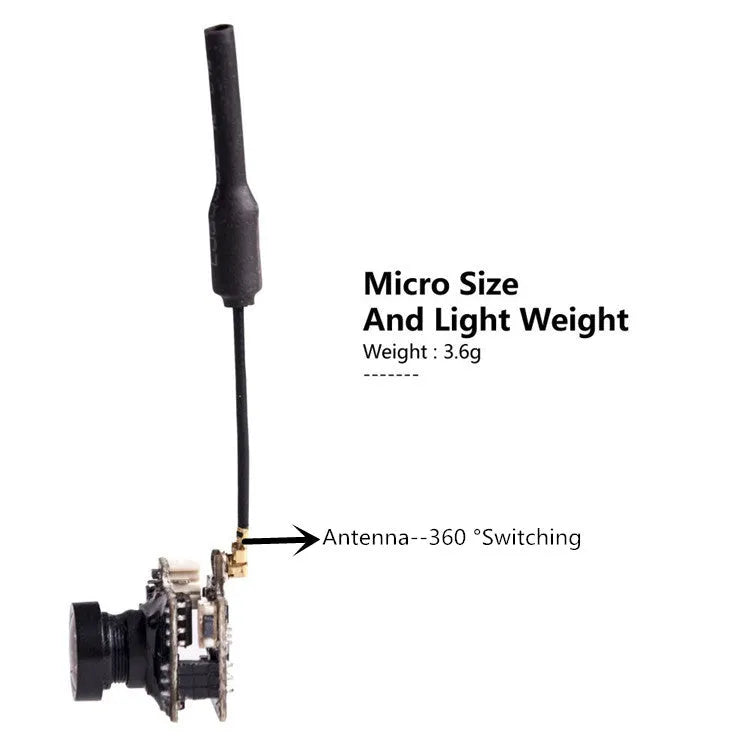 Mini AIO FPV Camera 5.8G 40CH 25mW 800TVL Video Transmitter for Drone Racing and Aerial Photography - Lightweight HD FPV System with Low Latency Transmission