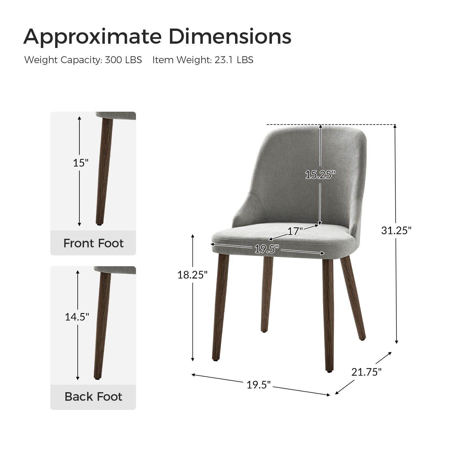 Andrea Modern Dining Chairs Set of 2 - Ergonomic Comfortable Kitchen Chairs for Home, Restaurant & Office - Versatile Design for Small Spaces & Contemporary Decor
