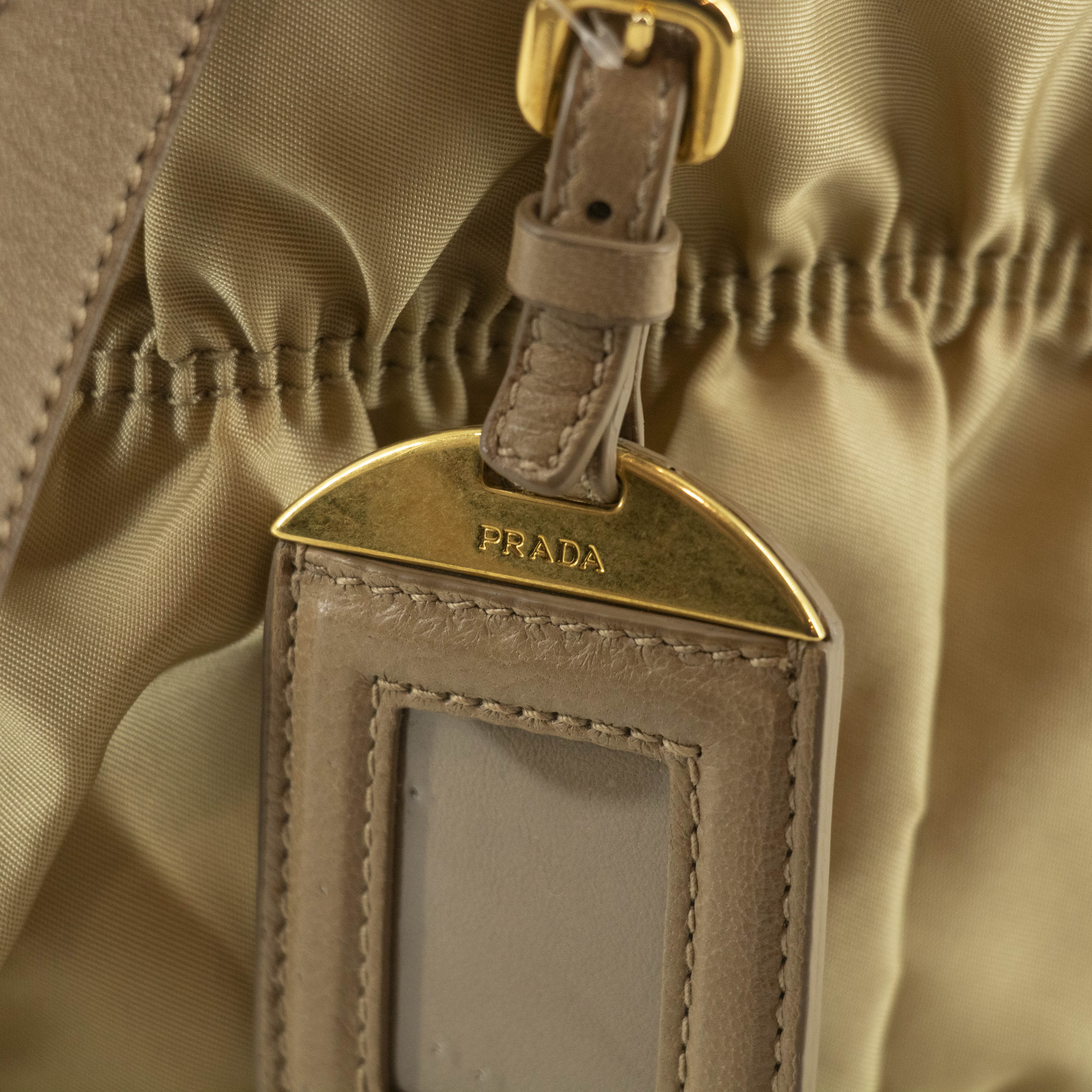 Prada Nylon Tessuto Beige Gaufre 2-Way Shoulder Bag #4674 - Luxury Crossbody & Top Handle Purse for Women | Perfect for Work, Travel & Everyday Use