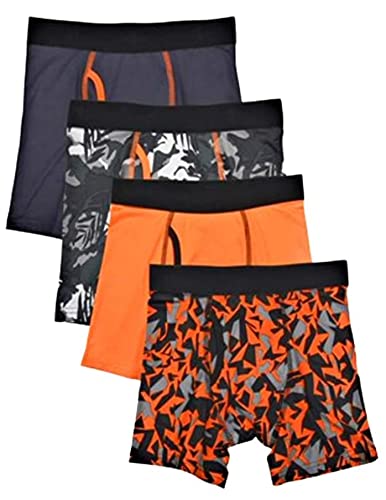 Breathable Athletic Works Space Dye Boys' Underwear 4-Pack Boxer Briefs - Comfortable Cotton Blend for Little & Big Boys - Perfect for Sports, School & Everyday Wear