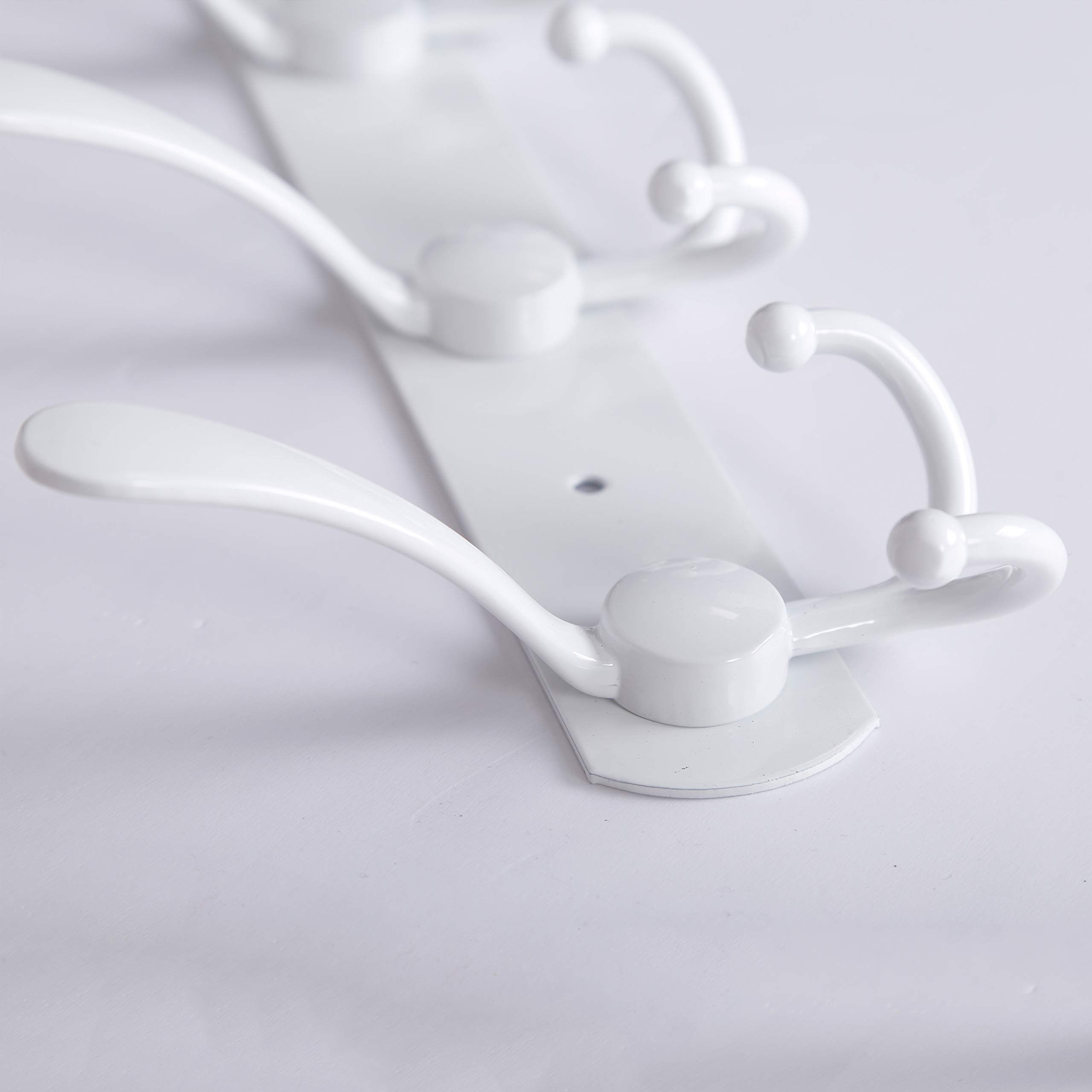 Wall Mounted Coat Rack with Hooks - White for Jackets & Clothes in Entryway