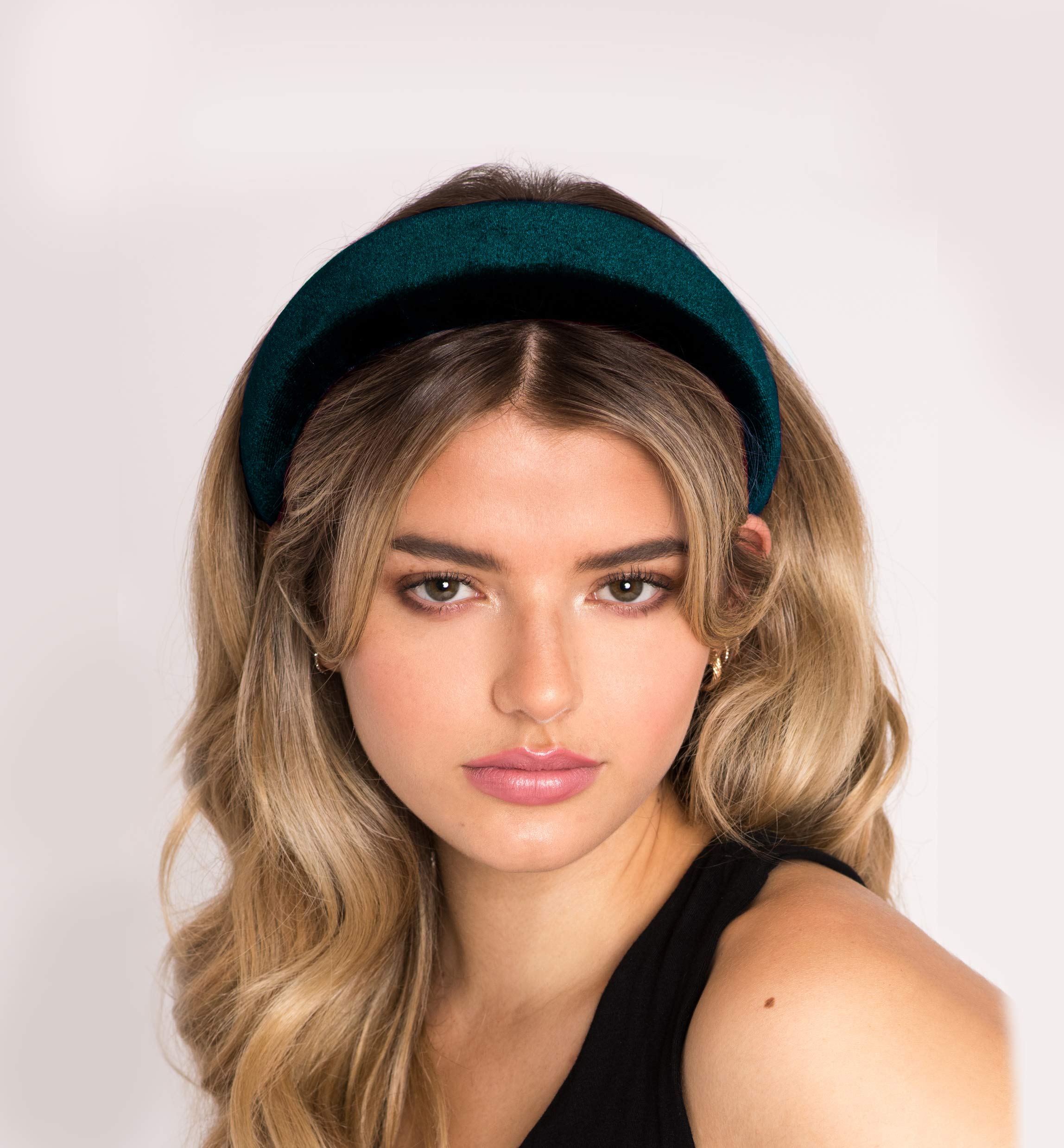Soho Style Velvet Padded Headband for Women & Girls – Elegant Wide Hoop Hair Accessory | Fashionable Head Wrap for Everyday Wear, Parties & Special Occasions | AC8463 Green