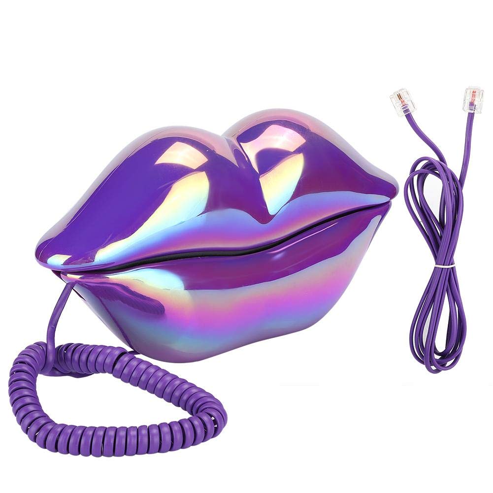 FastUU Vintage Purple Lips Electroplated Landline Phone - Retro Home & Office Desk Telephone with Sturdy Design - Perfect for Home Decor, Office Use, and Gift Giving