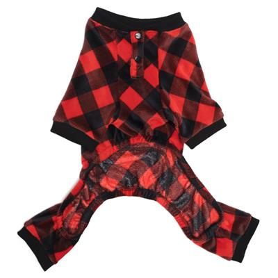 Black & Red Buffalo Plaid Fleece Dog Pajamas - Cozy Winter Sleepwear for Small & Medium Dogs - Perfect for Cold Nights & Indoor Lounging