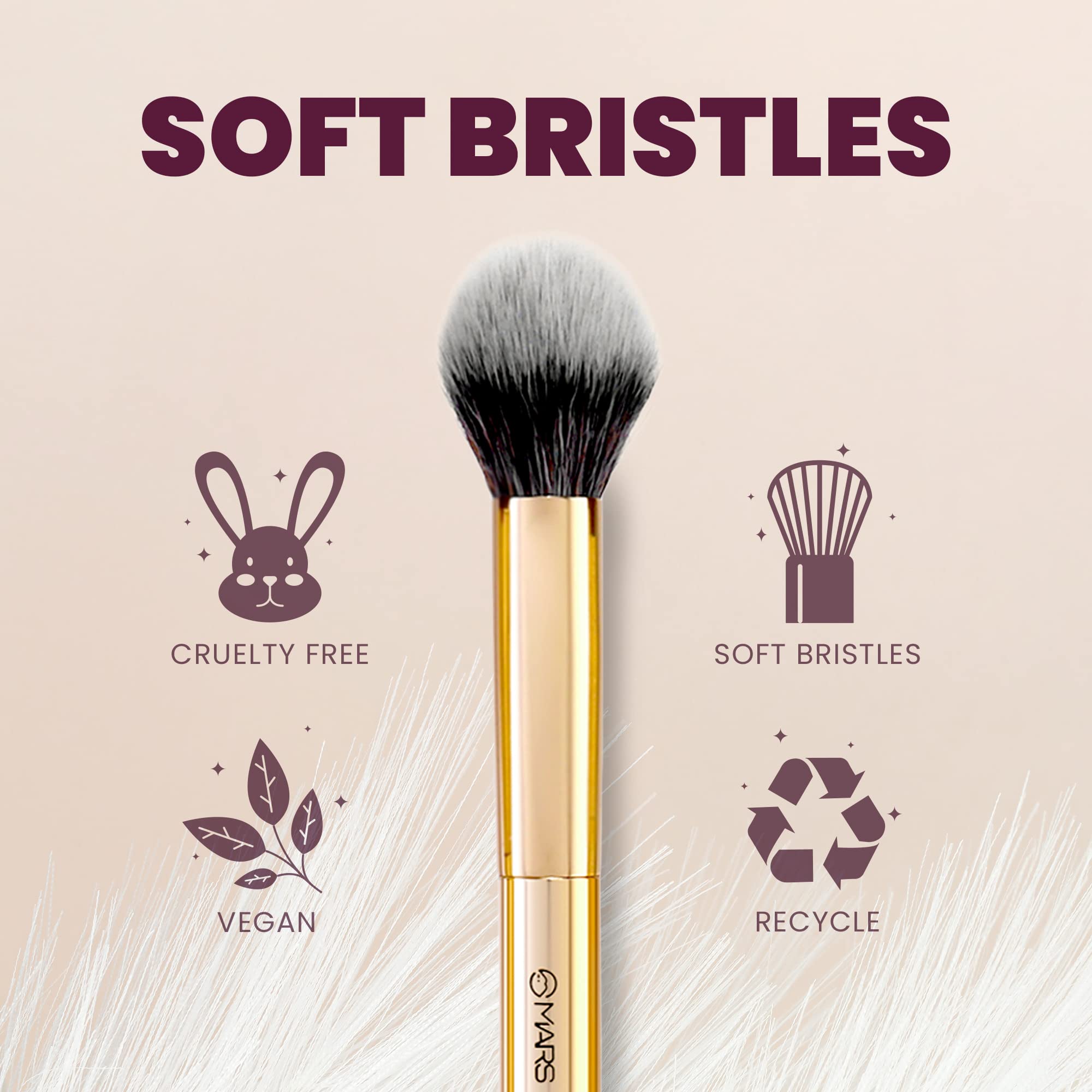 Professional Powder Makeup Brush for Face - Feather Soft Synthetic Bristles, Precise Application, Luxe Golden Packaging | Ideal for Foundation, Contouring & Blending | MARS Artist's Arsenal Makeup Brush