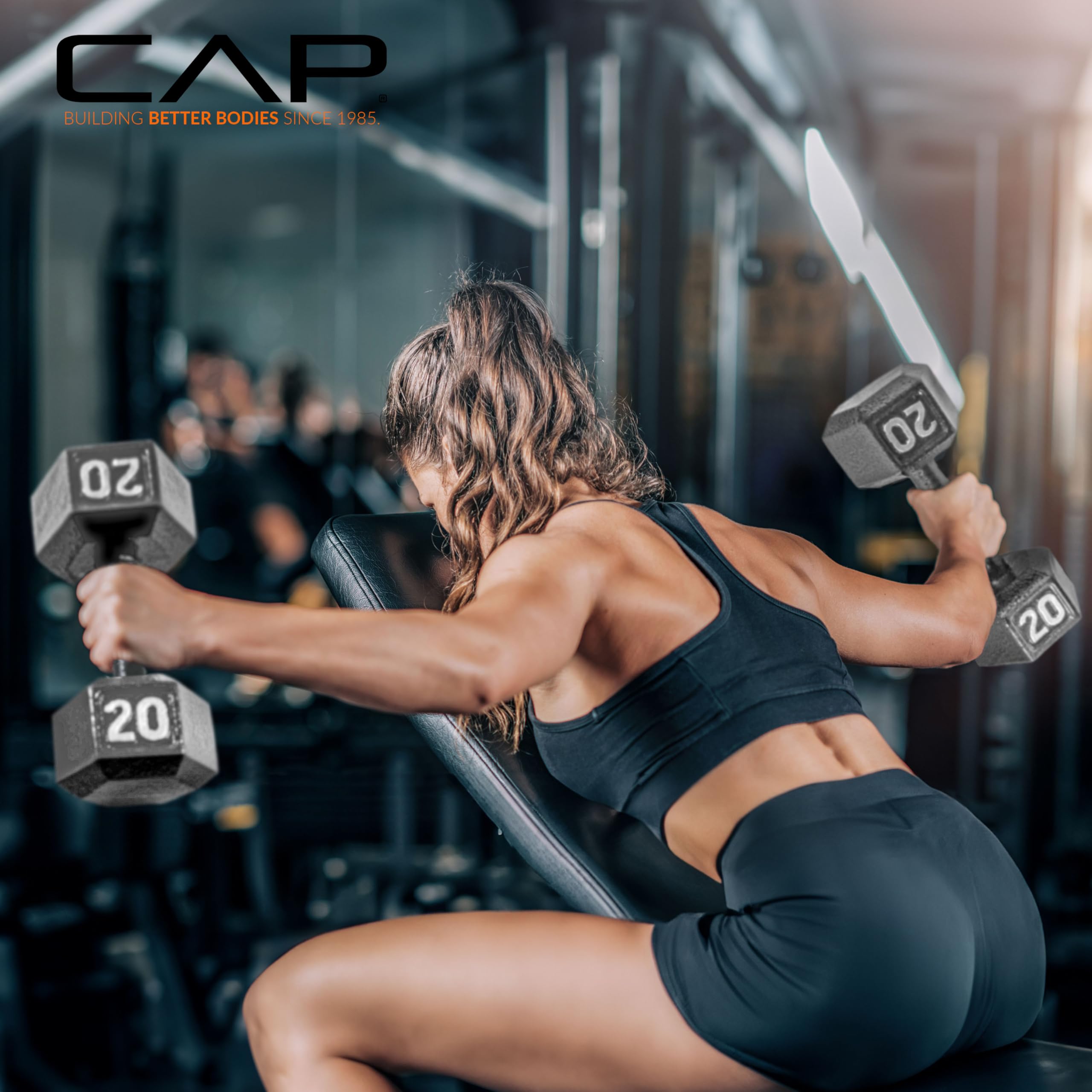 CAP Barbell Cast Iron Hex Dumbbell Set - 5-50 lbs Weight Options for Home Gym, Strength Training & Workouts