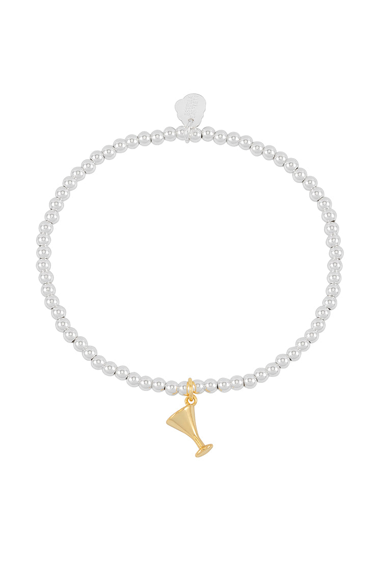 Sienna Beaded Martini Charm Bracelet for Women - Elegant Glass Bead Cocktail Jewelry - Perfect for Parties, Weddings & Night Out Accessories