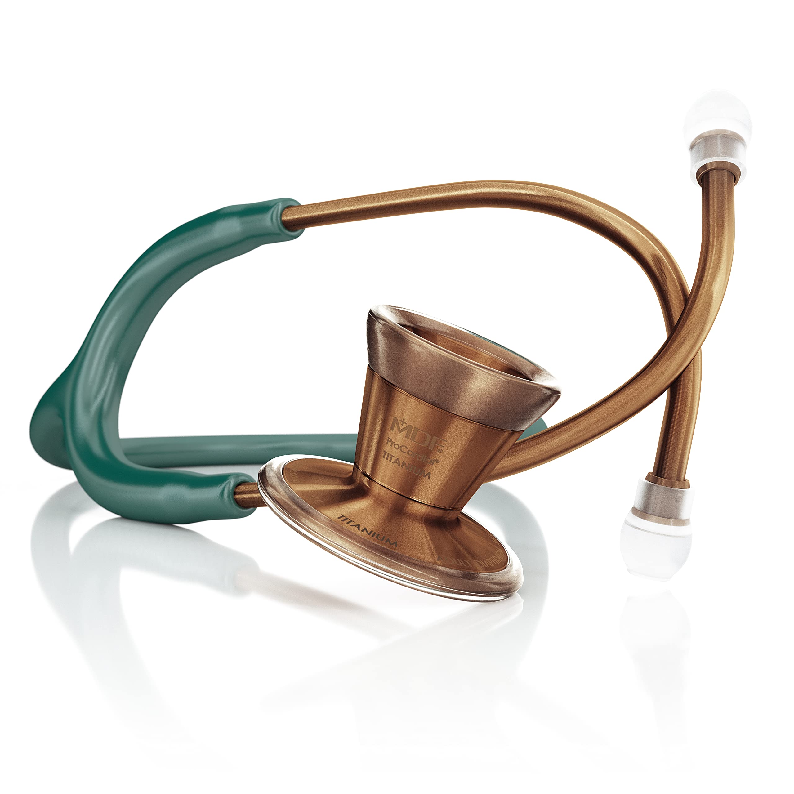 MDF Cyprium ProCardial Cardiology Stethoscope - Lightweight Titanium Dual Head Stethoscope for Adults with Emerald Green Tube & Cyprium Chestpiece (MDF797TCP21) - Perfect for Doctors, Nurses & Medical Professionals