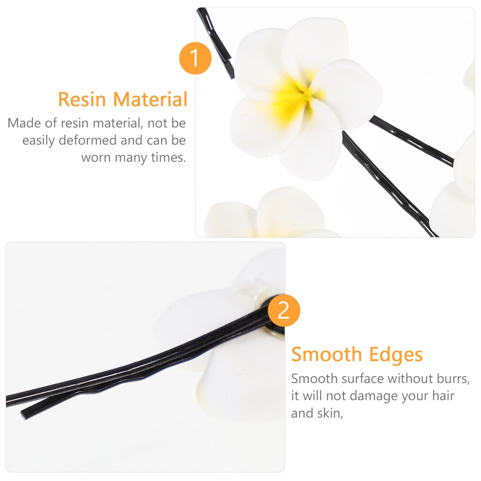KALLORY 10PCS Plumeria Flower Hair Clips - Tropical Foam Hairpins for Women, Bridal Barrettes, Beach Wedding Accessories - Perfect for Hawaiian Theme Parties, Summer Vacations & Boho Fashion