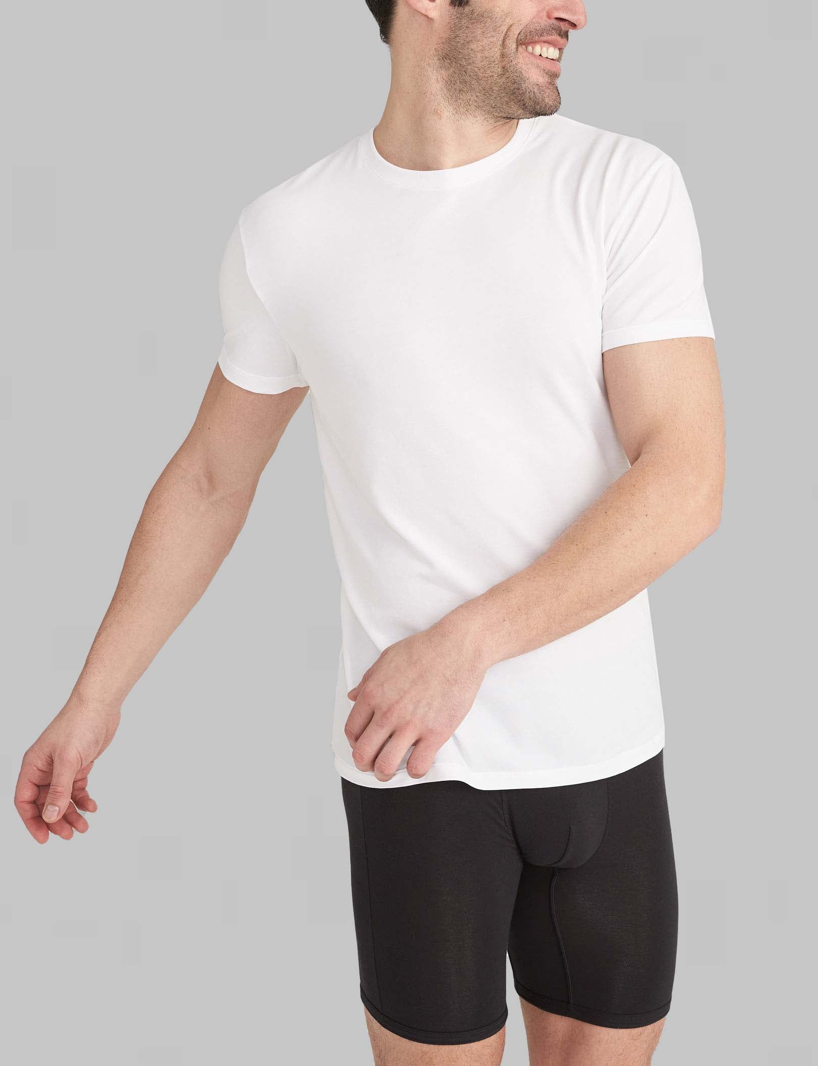 Second Skin Crew Neck Modern Fit Undershirt 6-Pack - Ultra Soft Breathable Cotton Base Layer for Men - Perfect for Layering, Workouts & Everyday Comfort