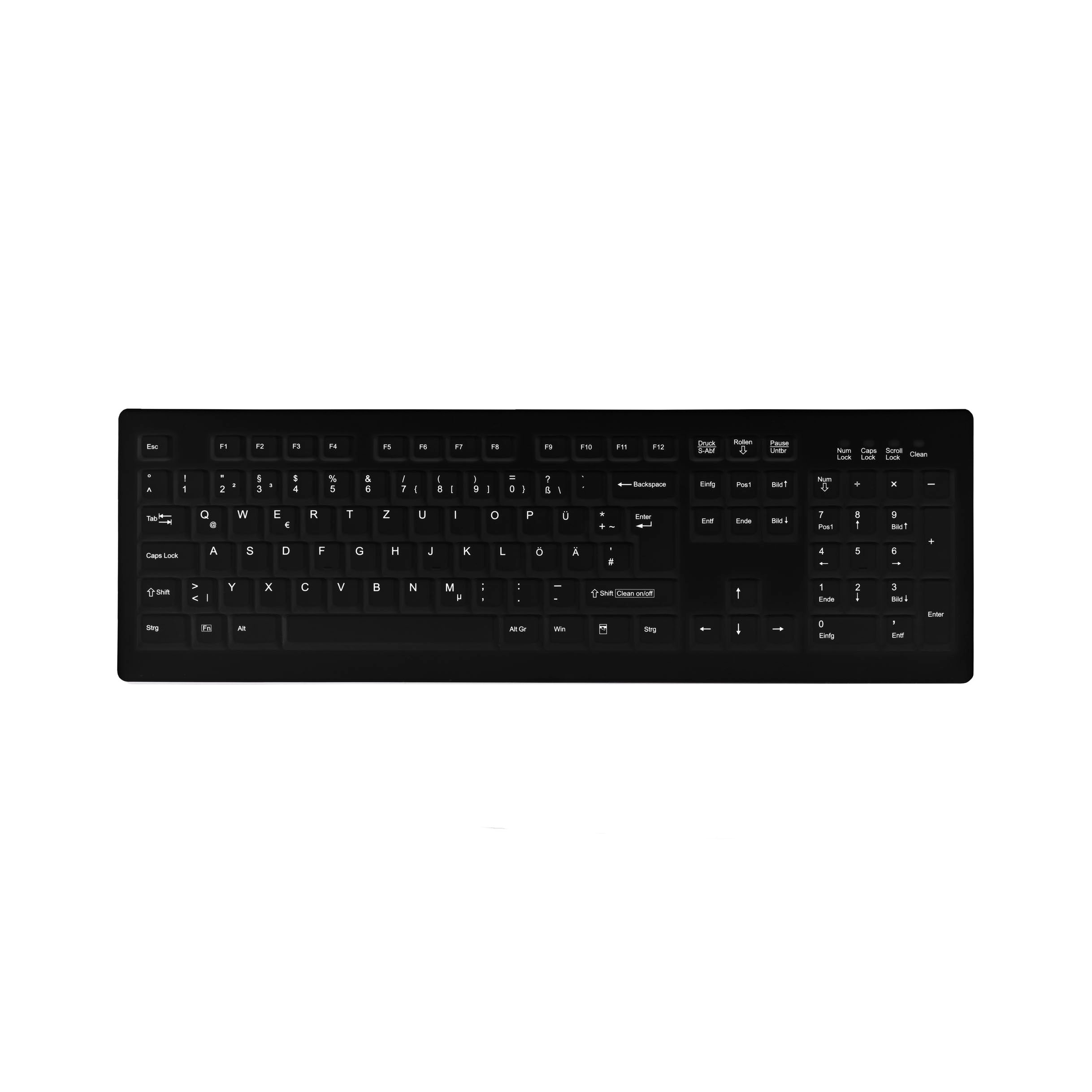 AK C8100F Wireless Wipeable Keyboard with Numpad - Spill-Resistant, Quiet Typing for Office, Gaming & Home Use - Black