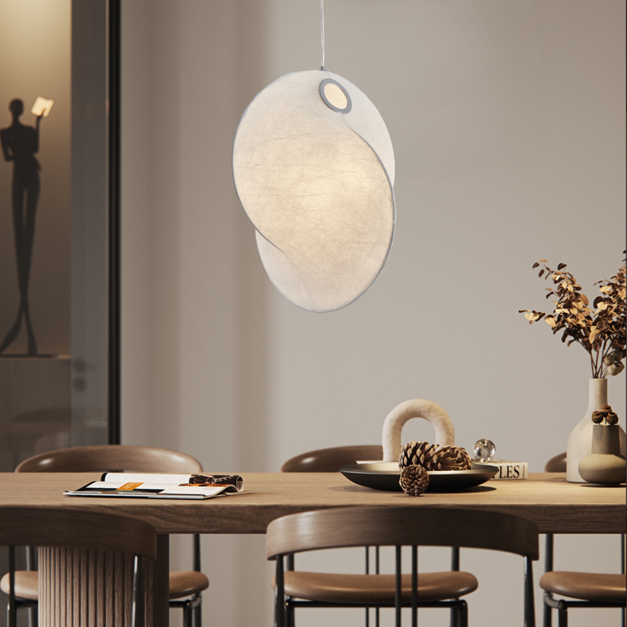 Celeste Crescent Pendant Light - Modern Moon Shaped Hanging Chandelier for Bedroom, Dining Room & Living Room Lighting Decor