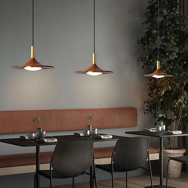 Vintage Wooden LED Pendant Light - Handcrafted Wood Lampshade for Dining Room, Kitchen Island & Bedroom Lighting