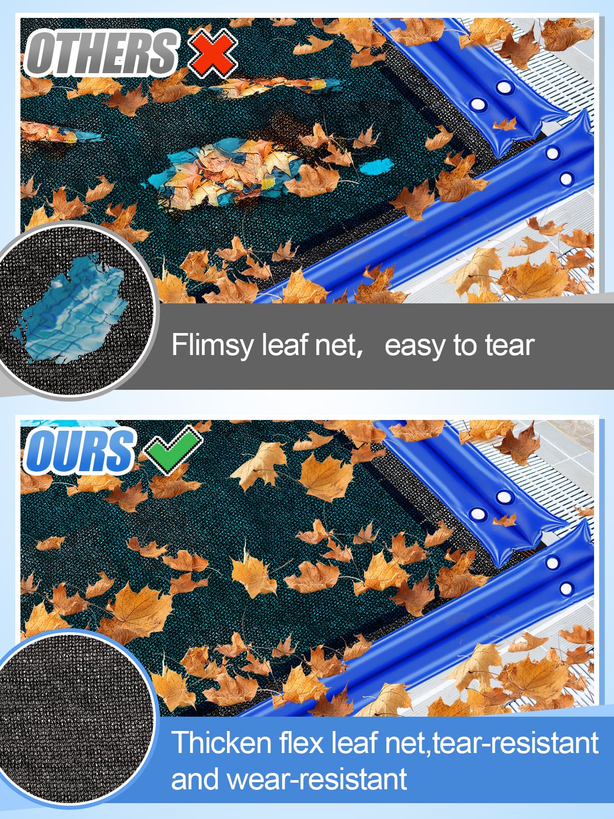 **Heavy Duty Rectangle Pool Leaf Net Cover - Reinforced Grommets & Fine Mesh for 18x36ft Inground/Above Ground Pools - Sun Protection & Debris Catcher for Backyard, Garden, and Swimming Pool Maintenance**
