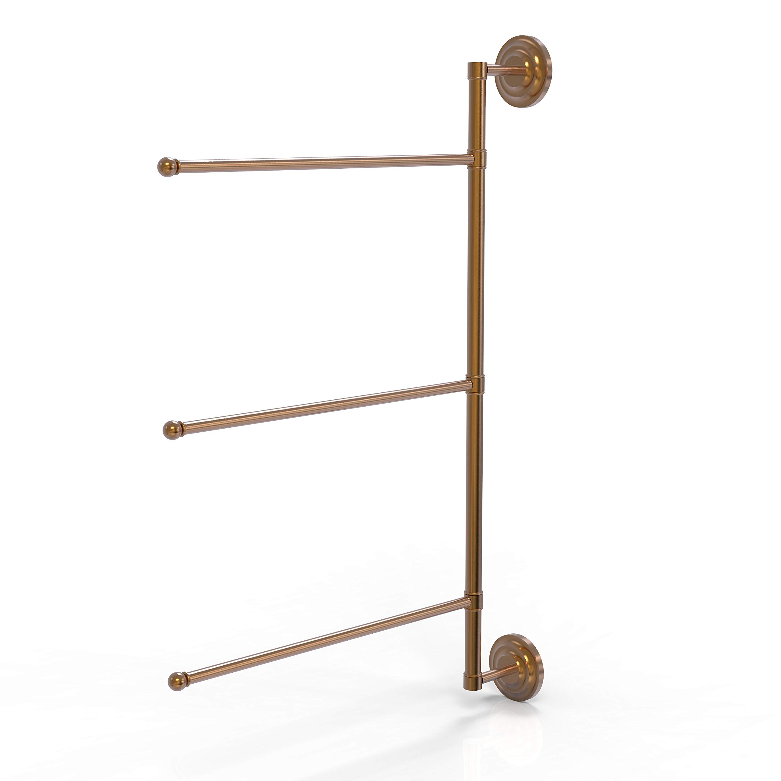 Allied Brass PQN-27/3/16/28 Prestige 3-Swing Arm 28-Inch Vertical Towel Bar in Brushed Bronze - Perfect for Bathroom, Spa, and Luxury Home Decor