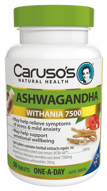 Caruso's Ashwagandha One-A-Day Supplement - 60 Capsules for Stress Relief & Immune Support | Natural Adaptogen for Daily Wellness & Energy Boost | Perfect for Busy Professionals & Students