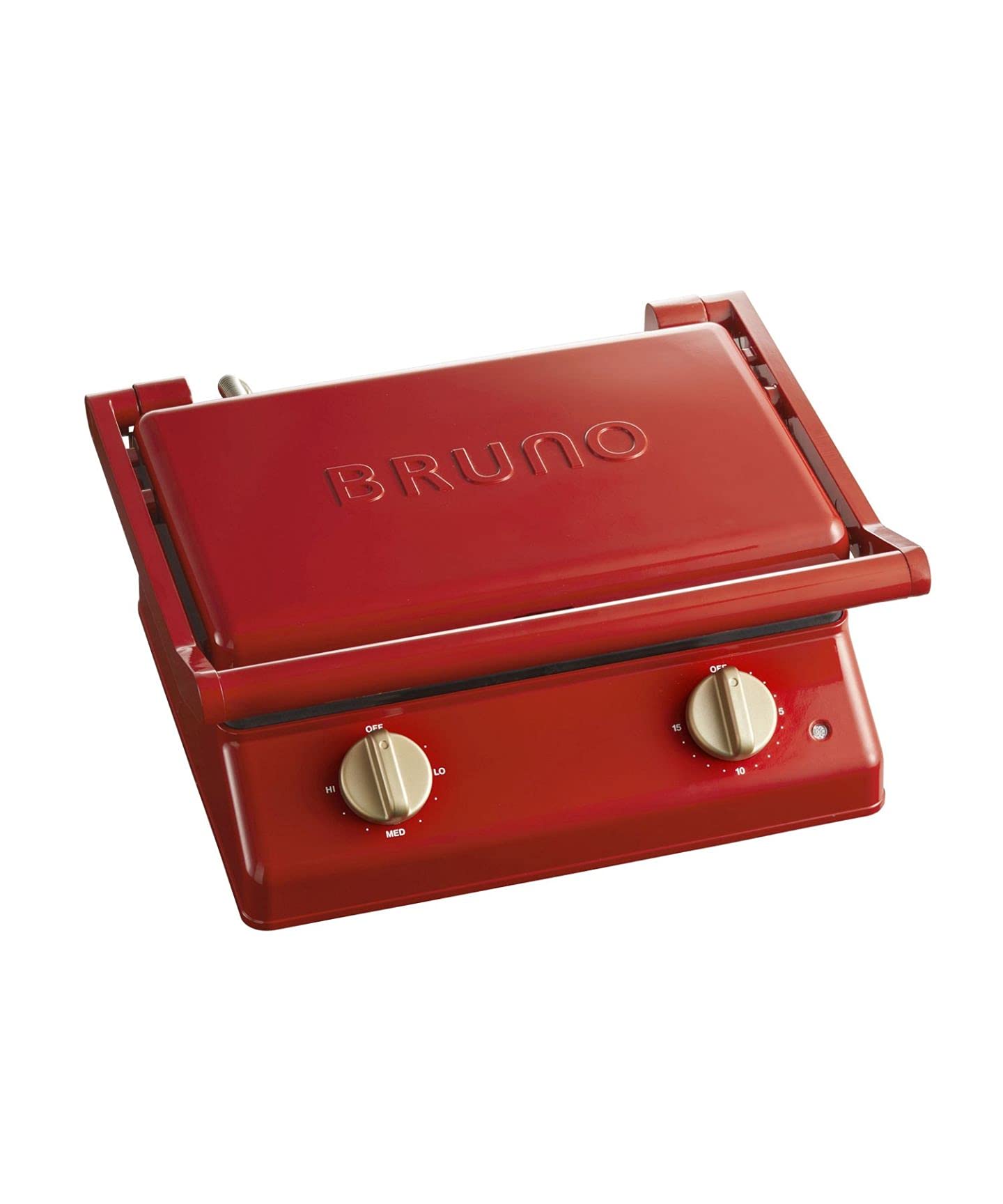 BRUNO Electric Grill and Sandwich Maker Double Plate Red BOE084-RD 100V for Home Kitchen - Perfect for Grilling, Paninis, and Quick Meals