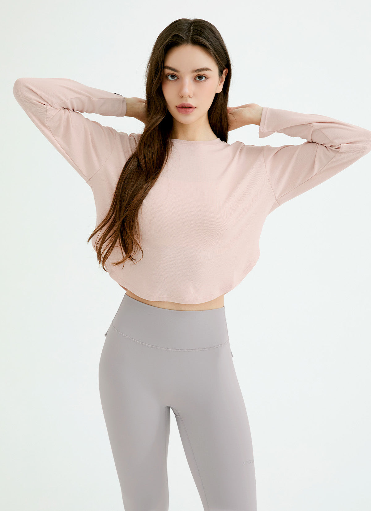 Women's Easy Round Crop Long Sleeve Tops - Casual Stretch Knit Shirt for Layering, Workout & Everyday Wear | Perfect for Yoga, Running, Office & Street Style Outfits