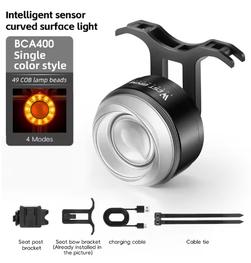 WB Smart Brake Rear Bicycle Light - USB Rechargeable LED Bike Tail Light with Auto Brake Sensor, Waterproof Cycling Safety Light for Night Riding & Commuting