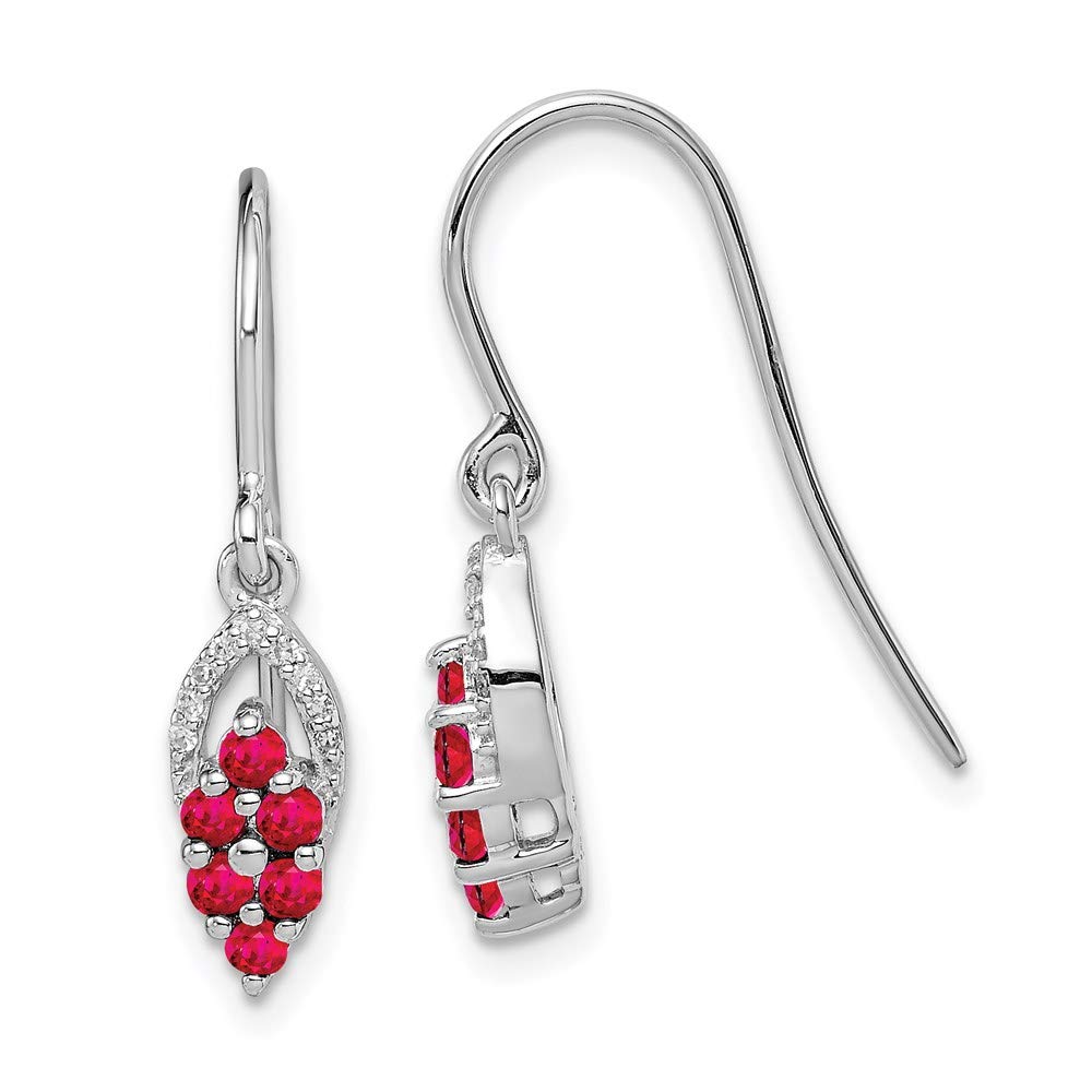 925 Sterling Silver Diamond & Glass-Filled Ruby Shepherd Hook Earrings – Elegant Fine Jewelry for Women, Perfect Gift for Her | Valentine's Day, Anniversary, Birthday & Special Occasions