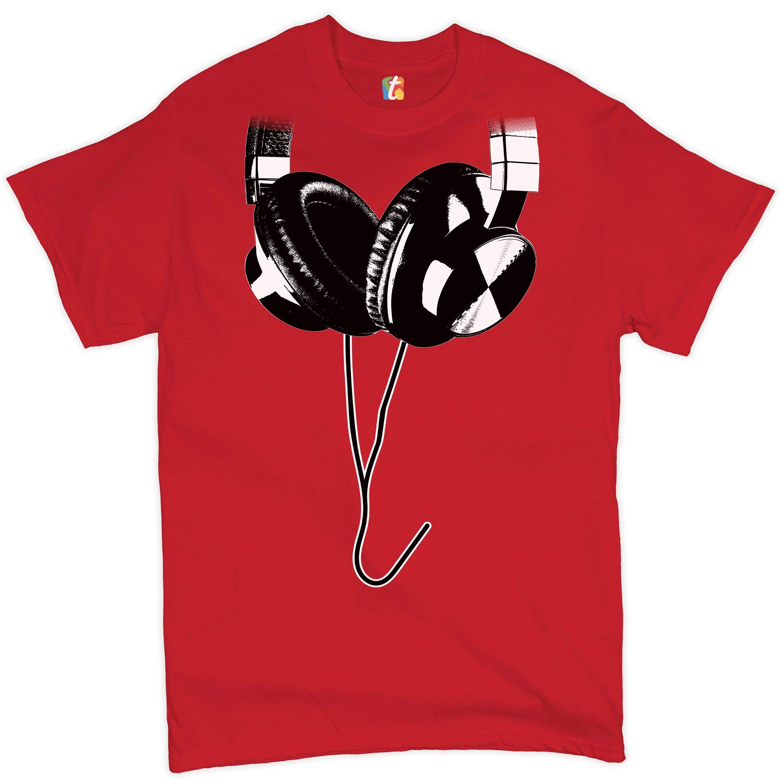 DJ Music T-Shirt with Huge Hanging Headphones Design - Trendy Graphic Tee for Music Lovers, DJs & Festival Goers - Perfect for Concerts, Raves & Casual Wear