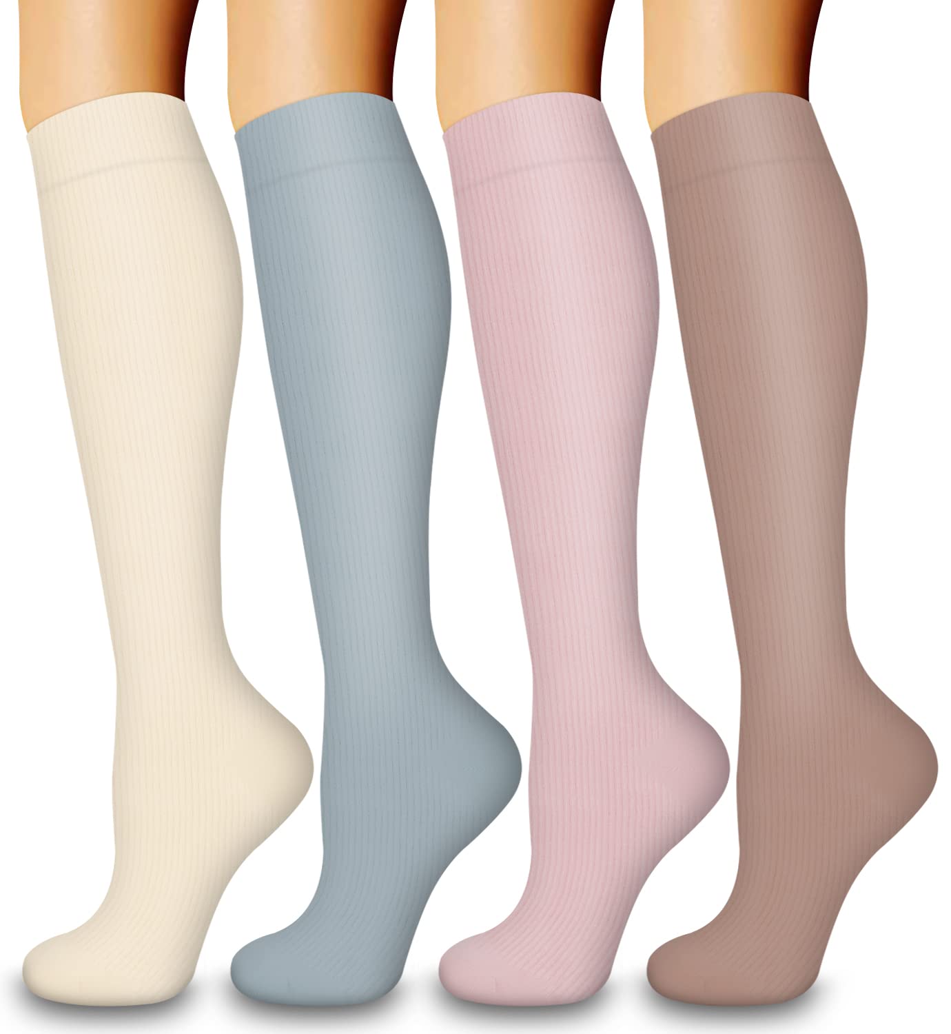 Laite Hebe 4 Pairs Compression Socks for Women & Men - Best Circulation Support for Nurses, Running, Athletic Performance - Perfect for Workouts, Travel & Long Shifts