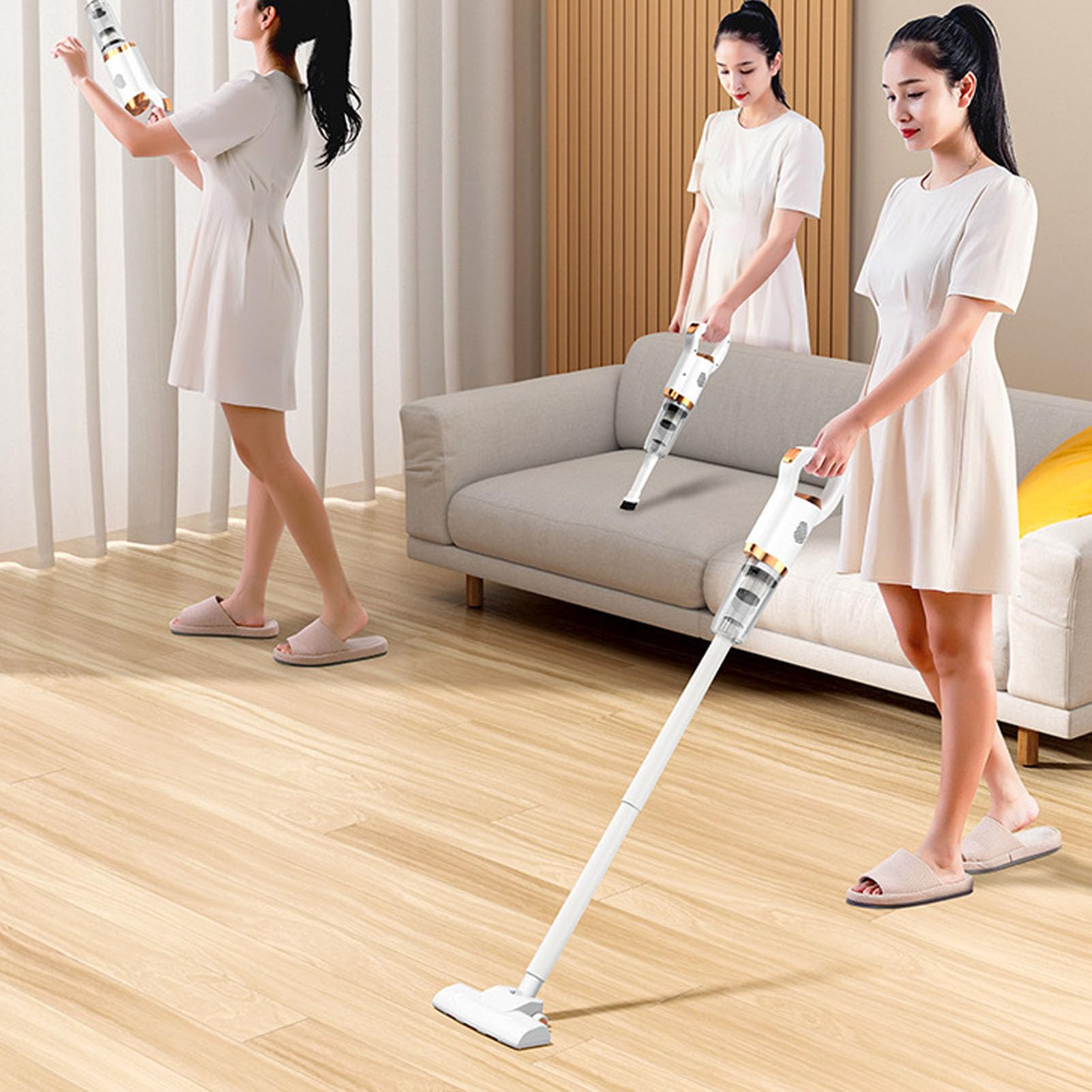 Pwshymi 2-in-1 Cordless Stick Vacuum Cleaner - Powerful Handheld Vacuum with Long Battery Life, Lightweight & Quiet for Home Cleaning - Perfect for Hard Floors, Carpets, Pet Hair & Car Interiors