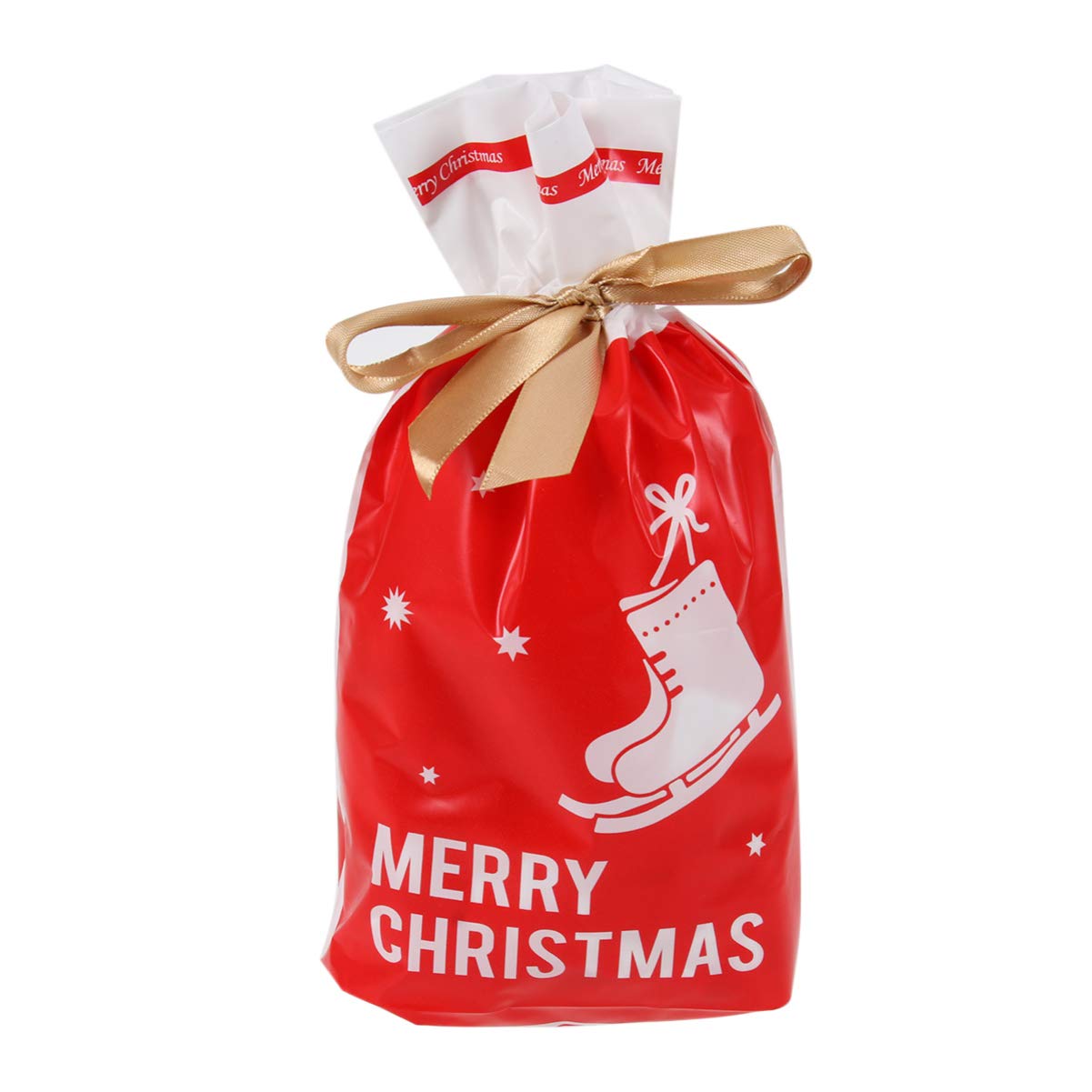 Amosfun 50pcs Christmas Gift Bags with Ribbon Ties - Festive Red Drawstring Pouches for Holiday Presents, Stocking Stuffers & Party Favors | Perfect for Christmas Decorations, Gift Exchanges & Holiday Celebrations