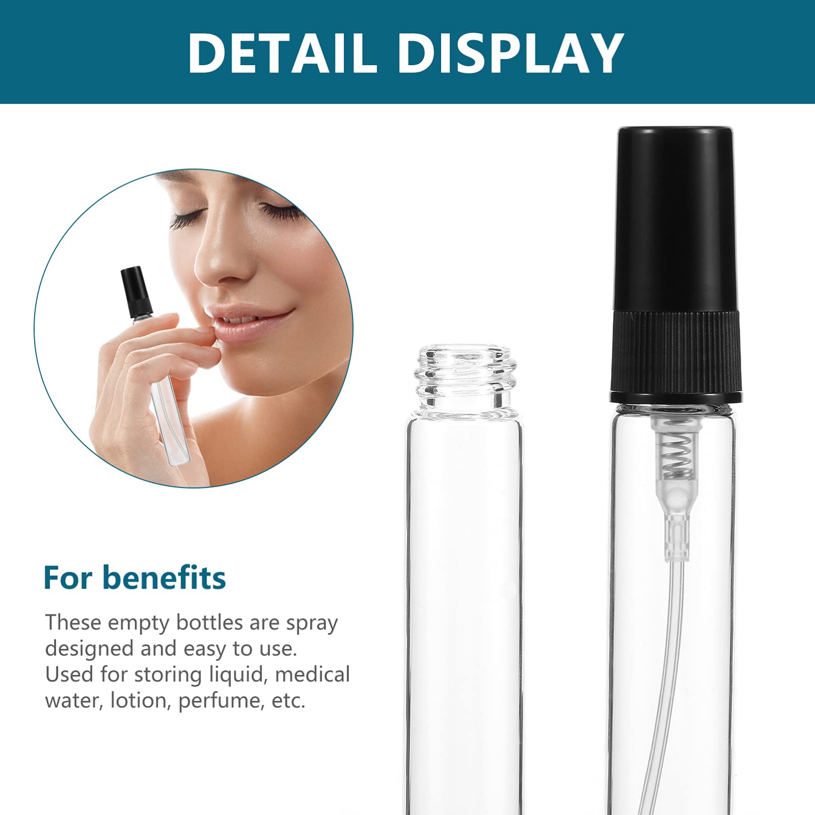 Minkissy 20-Pack 10ml Refillable Glass Perfume Spray Bottles - Travel-Sized Mini Perfume Atomizers for Essential Oils & Fragrances, Fine Mist Sample Vials (Black) - Perfect for DIY Perfume Mixing, Travel Toiletries & Gift Sets