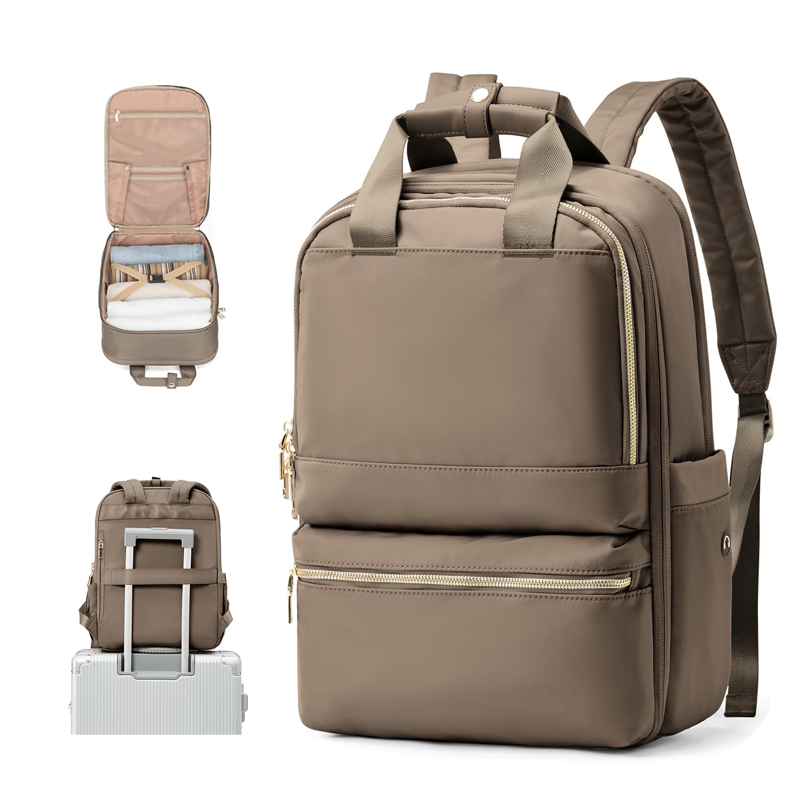 Lightweight Travel Backpack for Women - FAA Approved Carry On Personal Item Bag with Laptop Compartment | Perfect for Airplane Travel, Work Commute & Teacher Use (Dark Brown)
