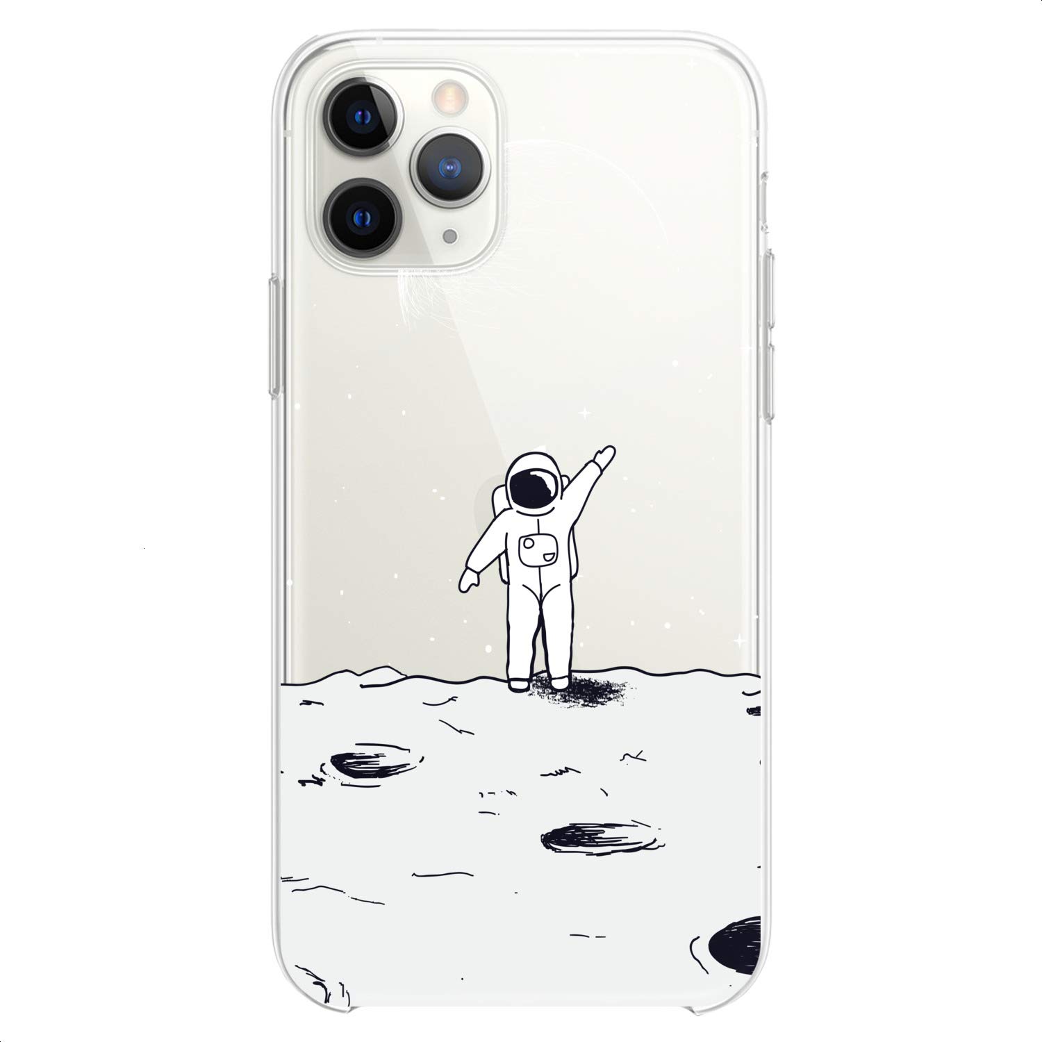 Premium TPU Phone Case for iPhone 16/15/14/13/12/11 Pro Max/Plus/Mini/XS/XR/X/8/7/6/5/SE - Slim Clear Space Astronaut Moon Design with Cute Earth Print - Flexible Silicone Protective Cover for Girls & Boys - Perfect for Everyday Use & Space-Themed Gifts