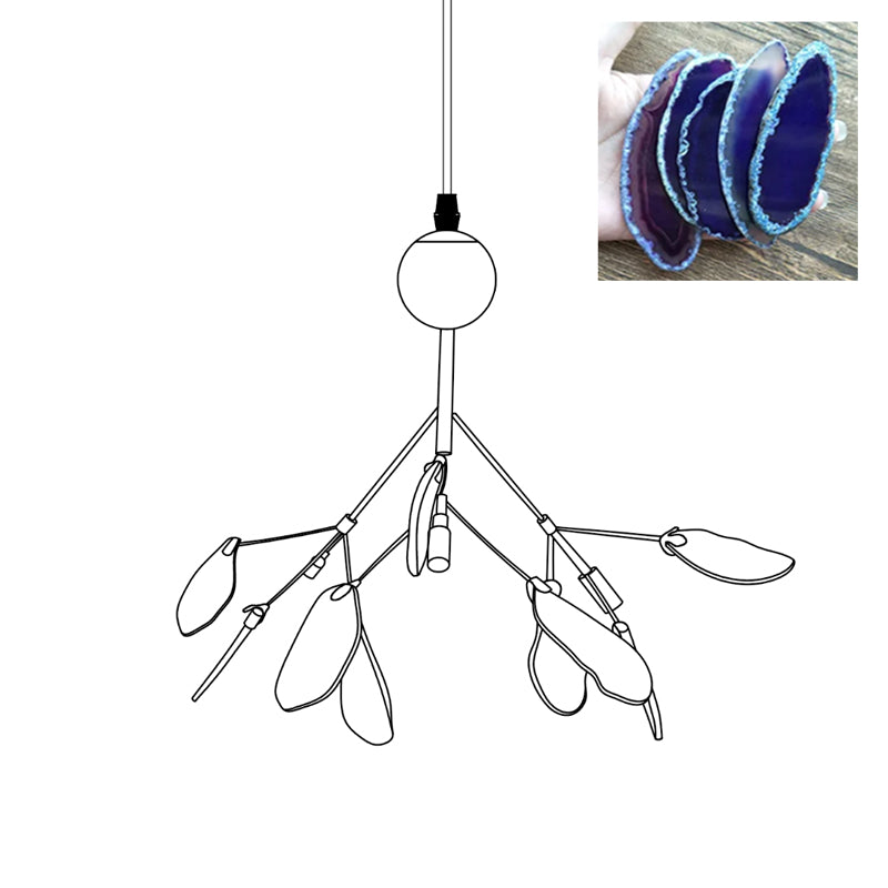 Agate Flake Chandelier - Elegant Natural Stone Crystal Ceiling Light Fixture for Dining Room, Living Room, Bedroom Decor | Modern Luxury Home Lighting