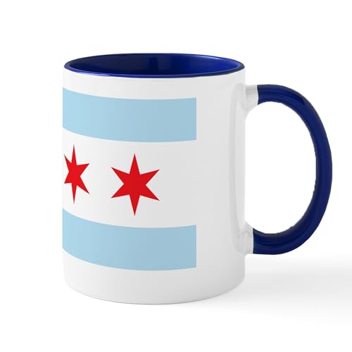 White/Navy Inside - Chicago Flag White Background Mug