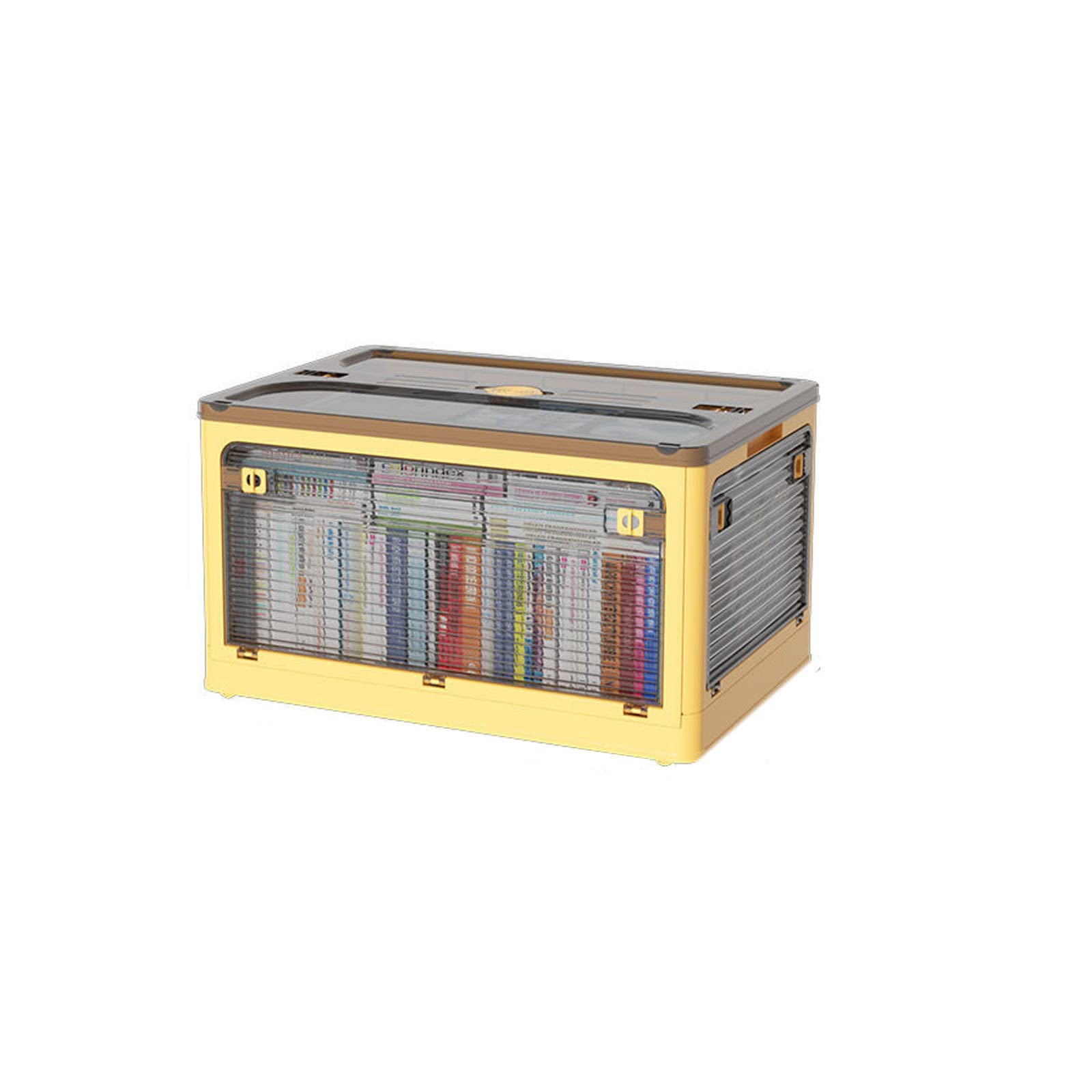 Foldable Plastic Storage Bins with 4 Doors - Clear Collapsible Organizer Containers for Home & Office - Space Saving Storage Boxes for Closet, Bedroom, Kitchen & Bathroom Organization - Perfect for Clothes, Toys, Books & Household Items