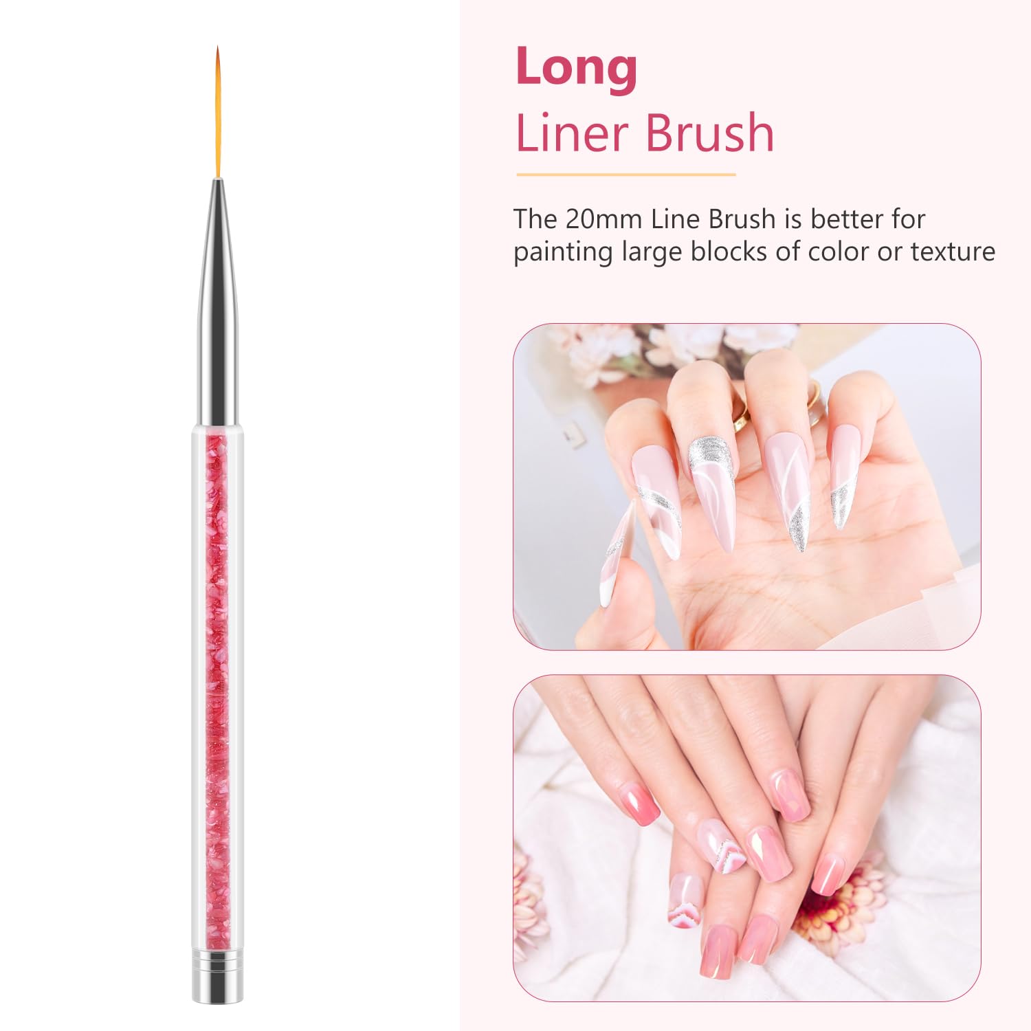 TEOYALL Nail Art Brushes Set - 7/9/11/15/20mm Fine Striping & Precision Detail Drawing Brushes for Professional Nail Design - Perfect for Salon, DIY Manicure & Nail Art Enthusiasts
