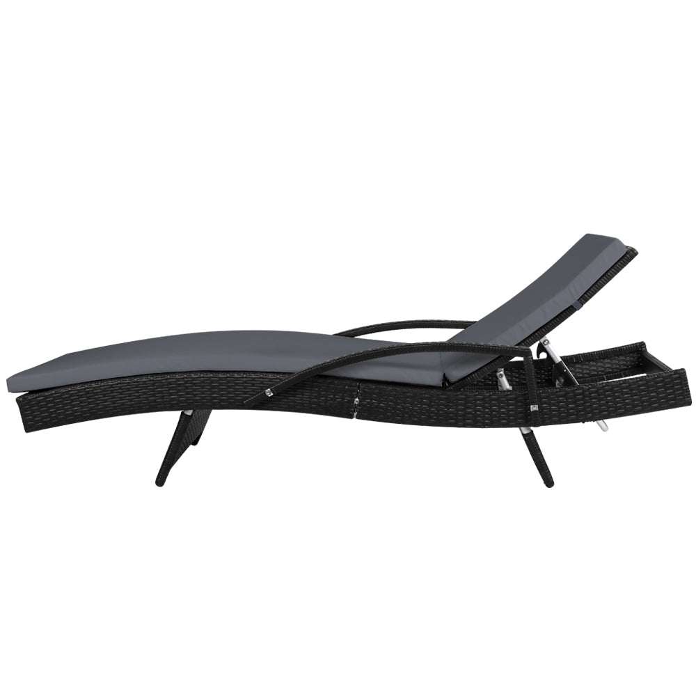 Premium Bianca Outdoor Sun Lounger Chair with Comfortable Cushion - Waterproof & UV Resistant - Perfect for Poolside, Patio, Beach, and Backyard Relaxation - Black