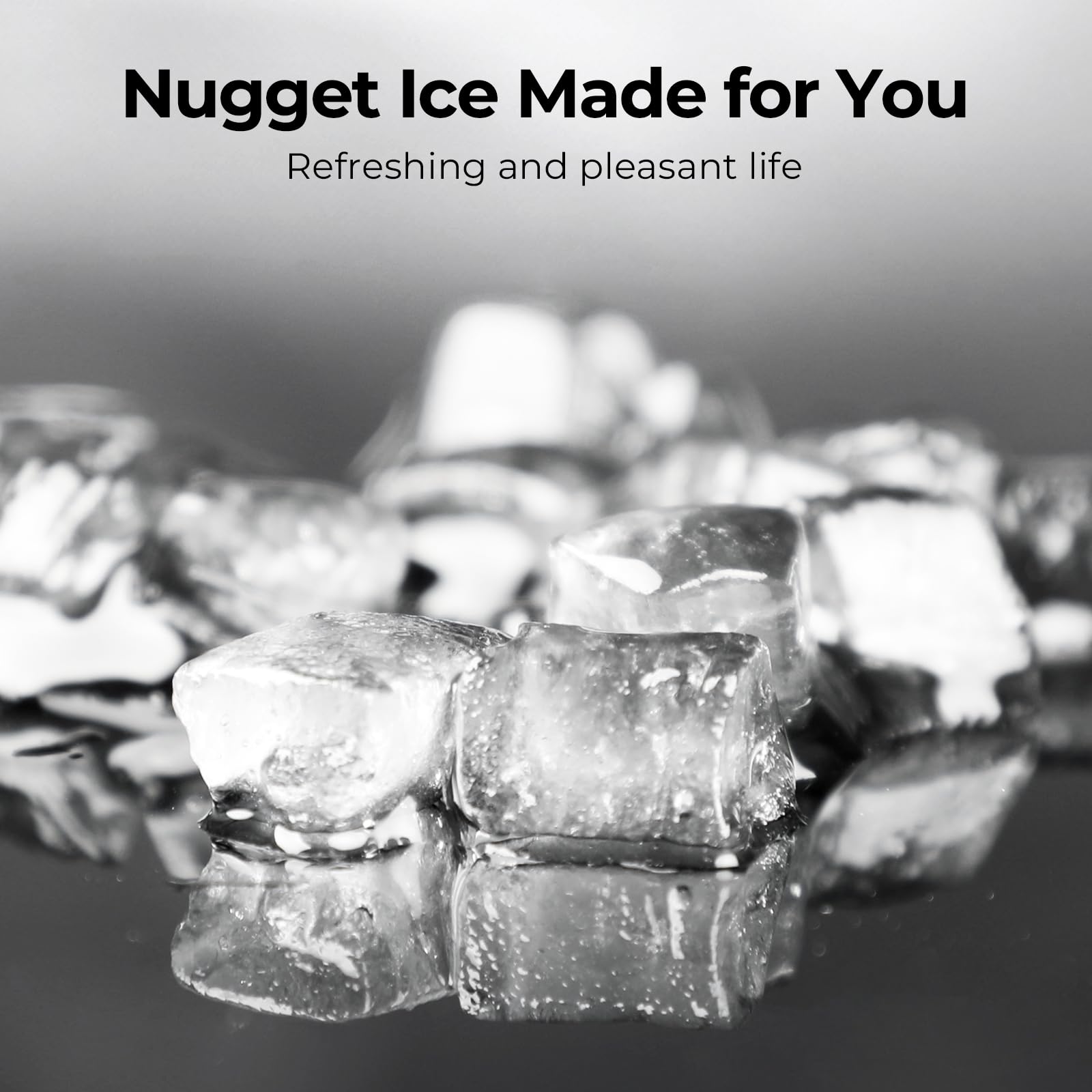ZAFRO Nugget Ice Maker - 35lbs/Day, Self-Cleaning Countertop Ice Machine with Removable Ice Basket & Scoop (Black) - Perfect for Home, Office, and Commercial Use