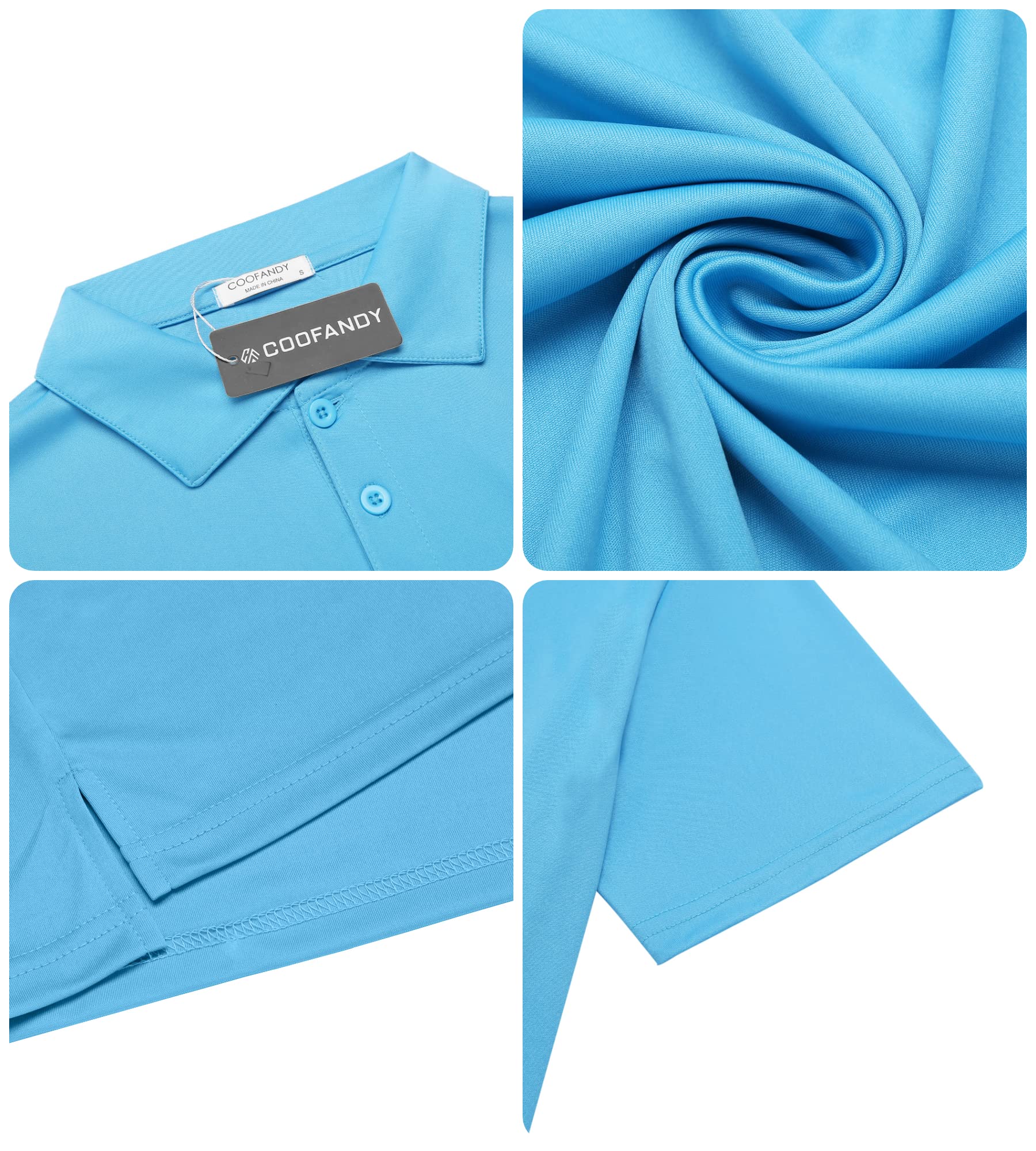 COOFANDY Men's Quick Dry Golf Polo Shirt - UPF 50+ Sun Protection, Lightweight Moisture Wicking Short Sleeve Shirt for Golf, Tennis & Outdoor Activities