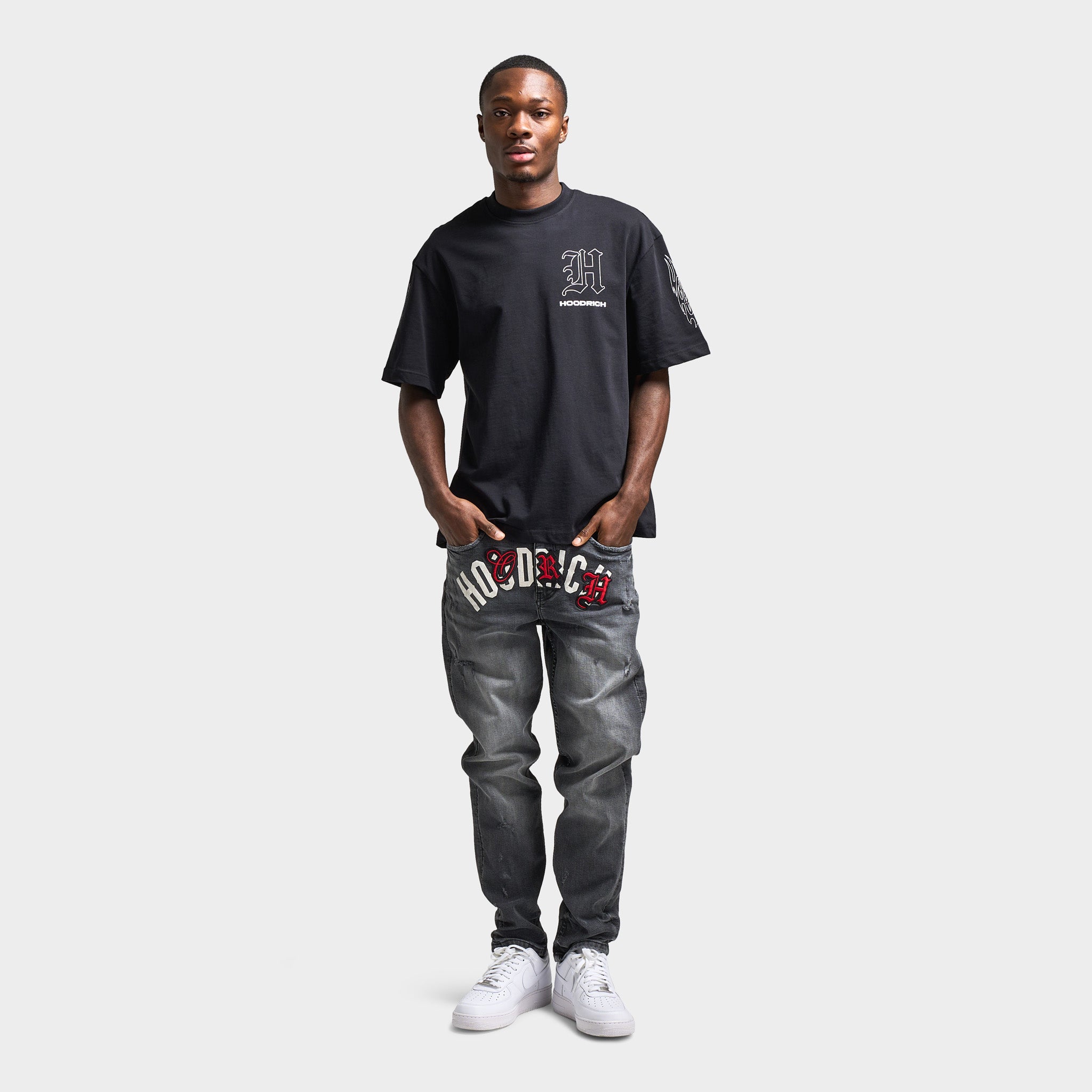Hoodrich Shadow Denim Pants for Men - Stylish Grey Distressed Jeans | Streetwear Fashion, Casual Wear & Urban Outfits